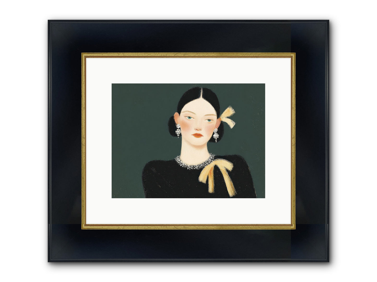 She Tied It Twice Framed Print - Wide Black w/Gold 12x9