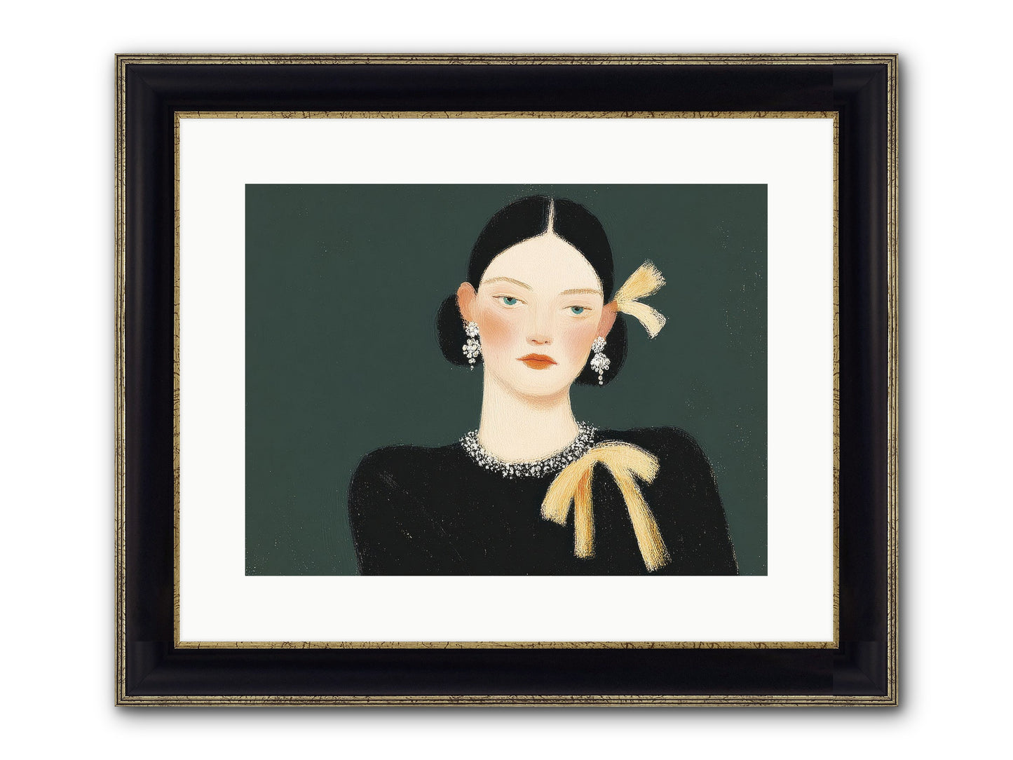 She Tied It Twice Framed Print - Black & Gold 16x12