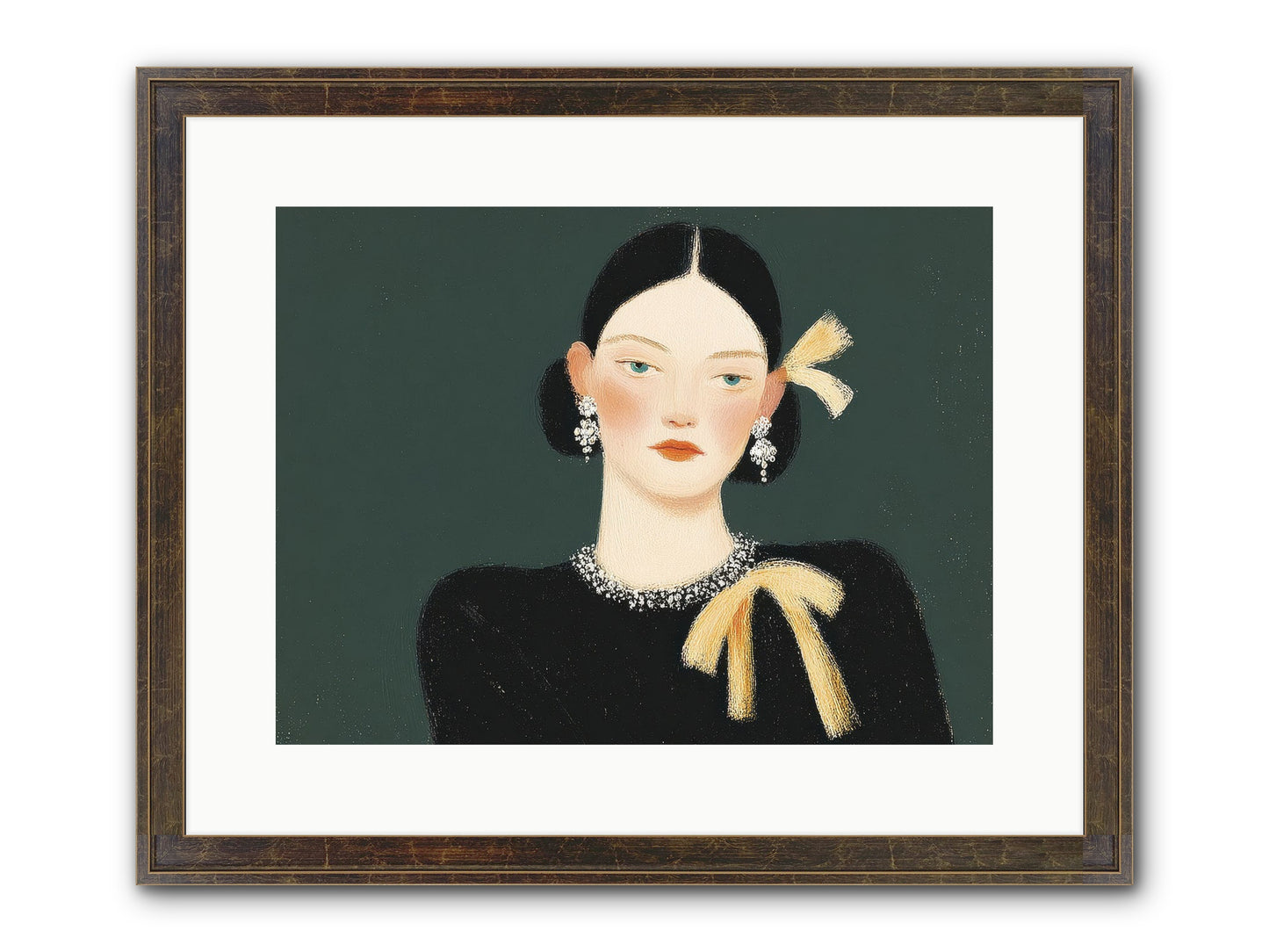 She Tied It Twice Framed Print - Slimwoods Black/Gold 16x12