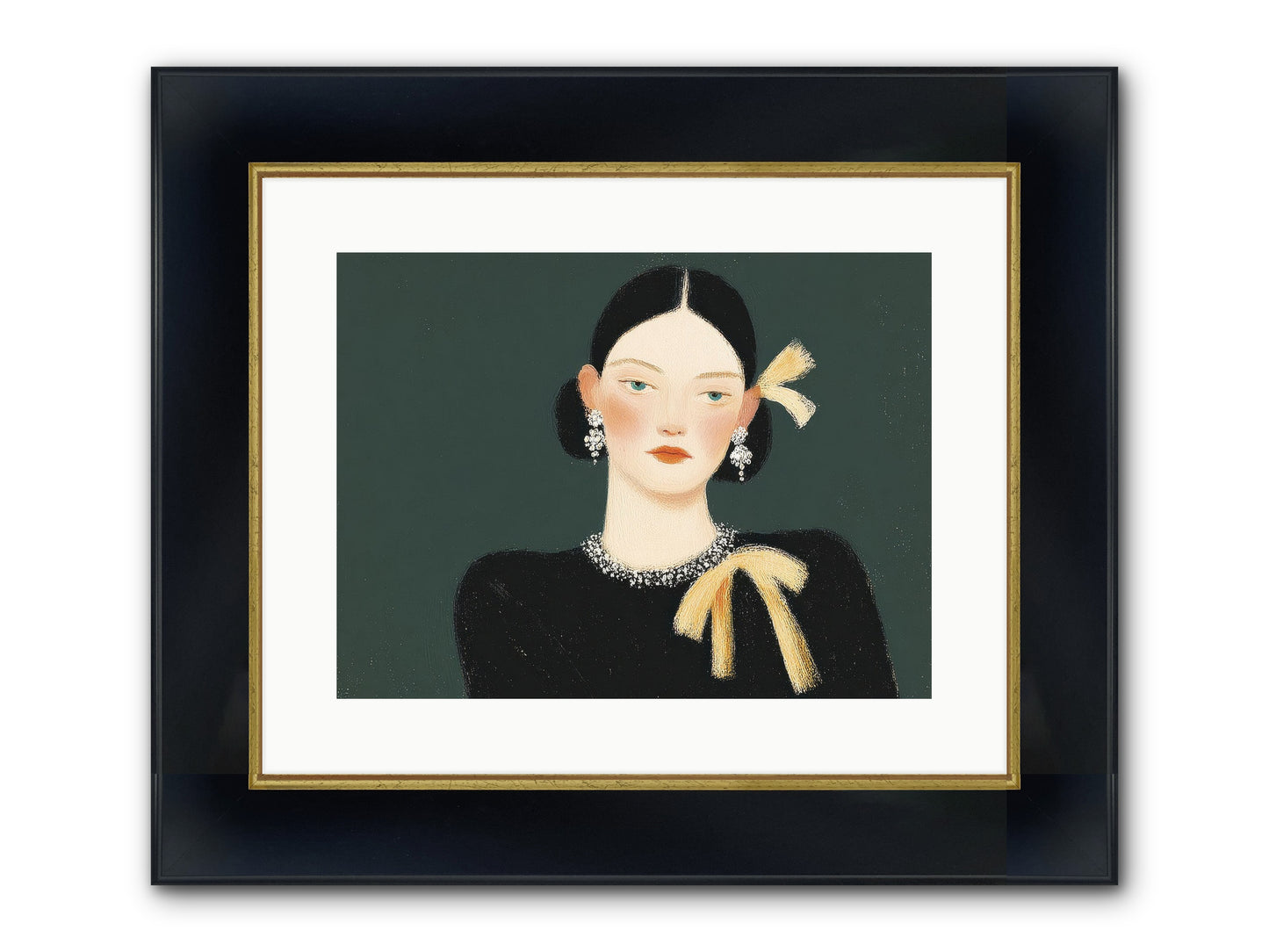 She Tied It Twice Framed Print - Wide Black w/Gold 16x12