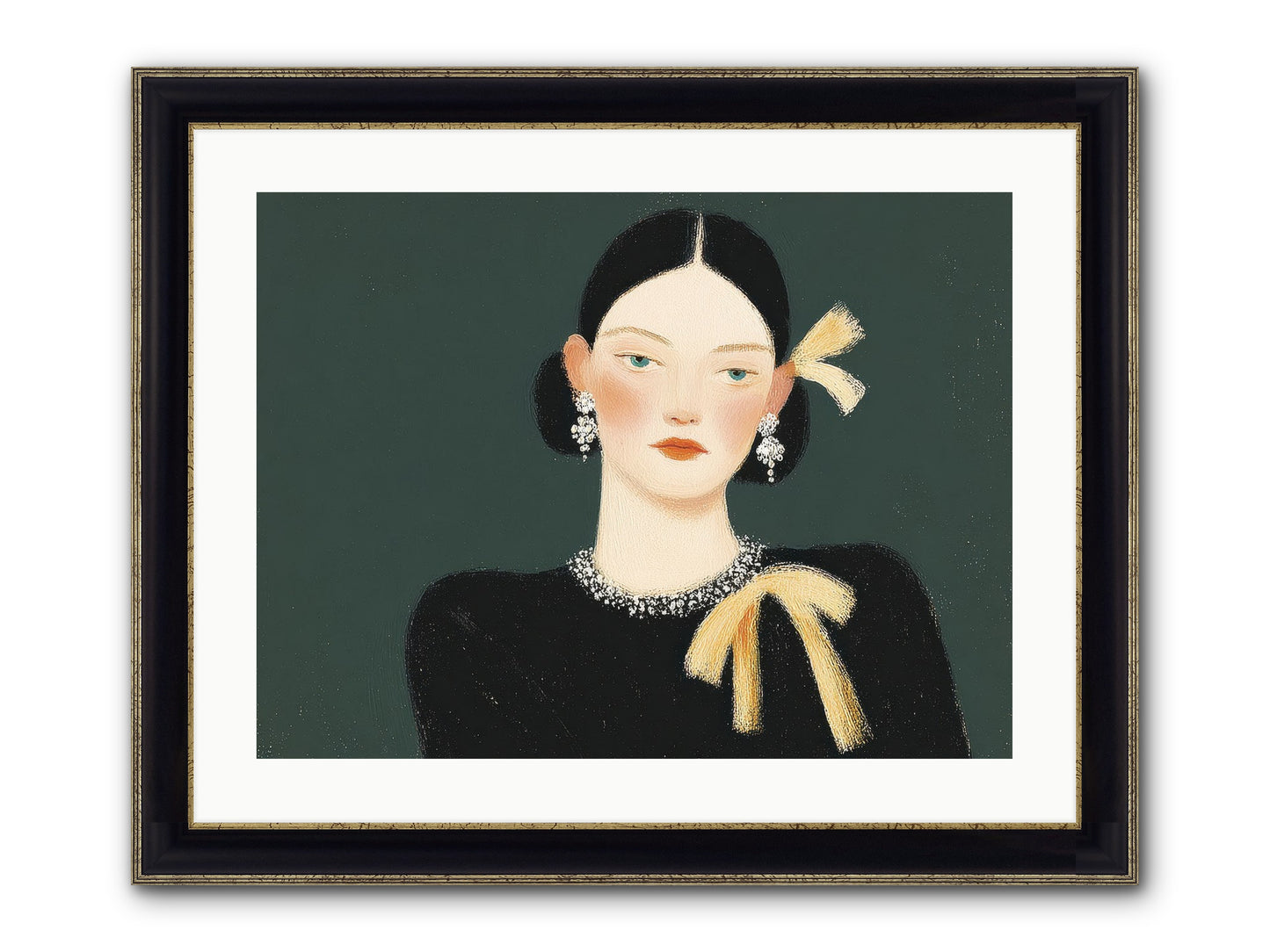 She Tied It Twice Framed Print - Black & Gold 24x18