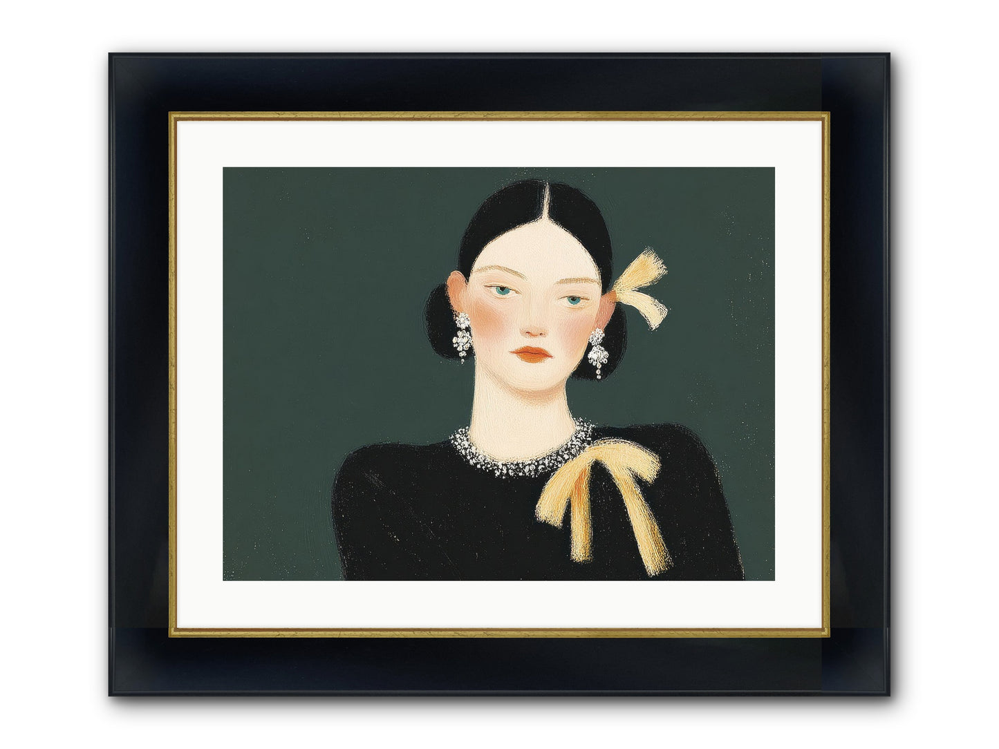 She Tied It Twice Framed Print - Wide Black w/Gold 24x18