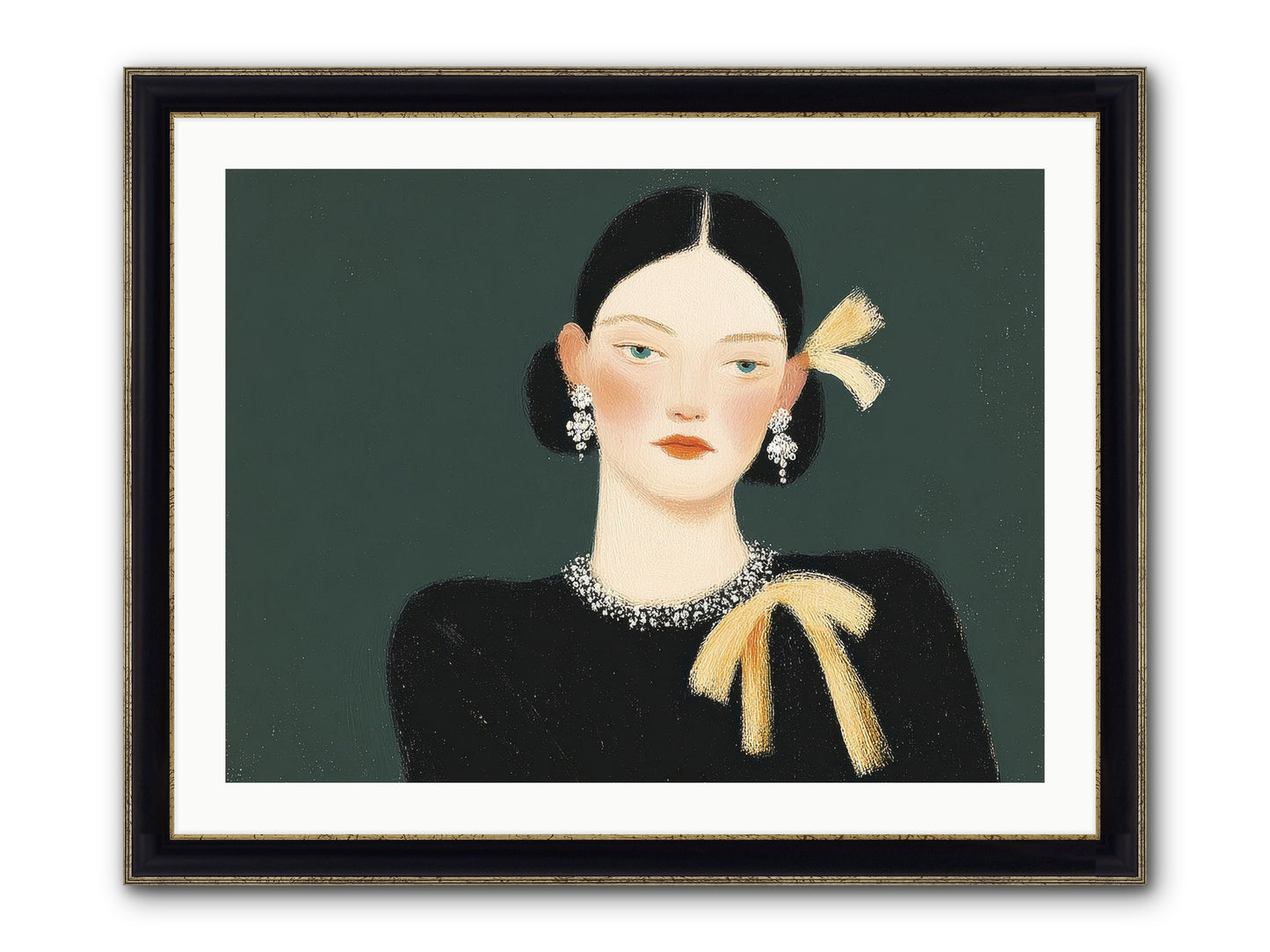 She Tied It Twice Framed Print - Black & Gold 32x24