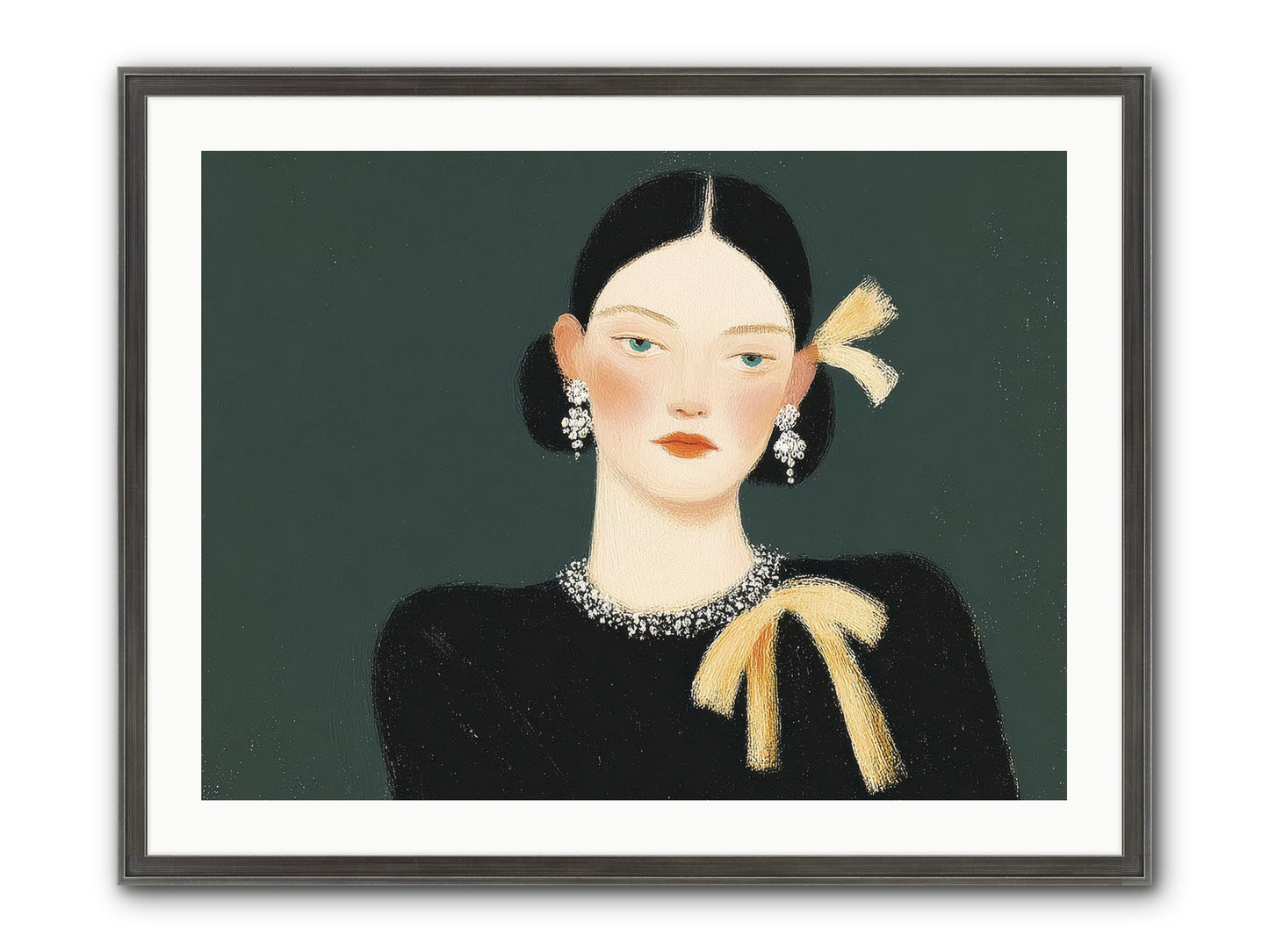 She Tied It Twice Framed Print - Slimwoods Black/Silver 32x24