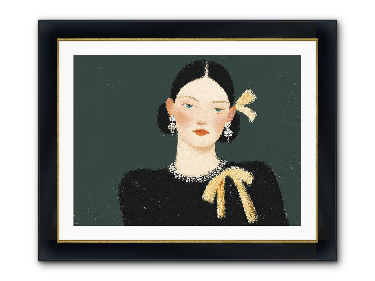 She Tied It Twice Framed Print - Wide Black w/Gold 32x24
