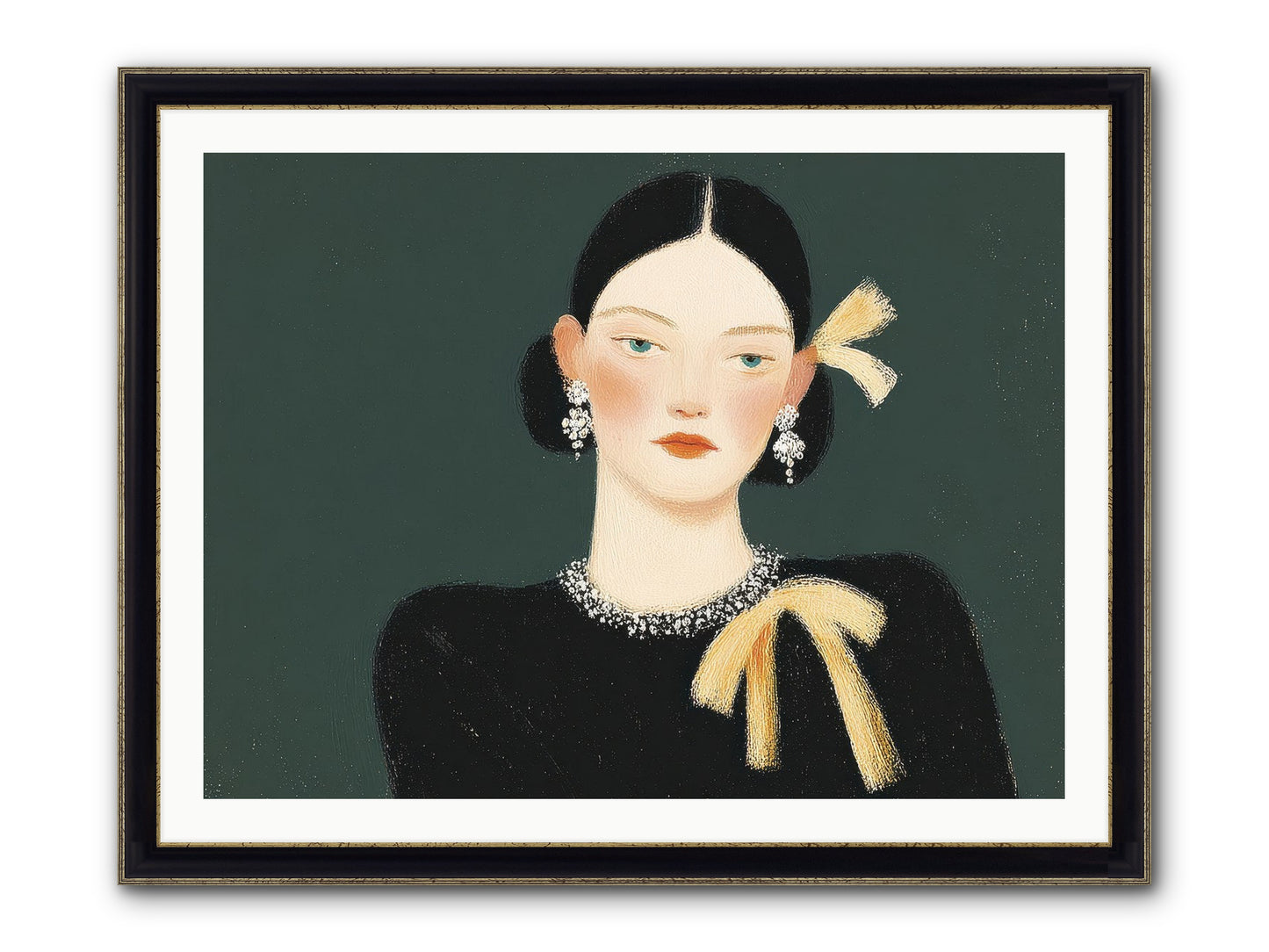 She Tied It Twice Framed Print - Black & Gold 40x30
