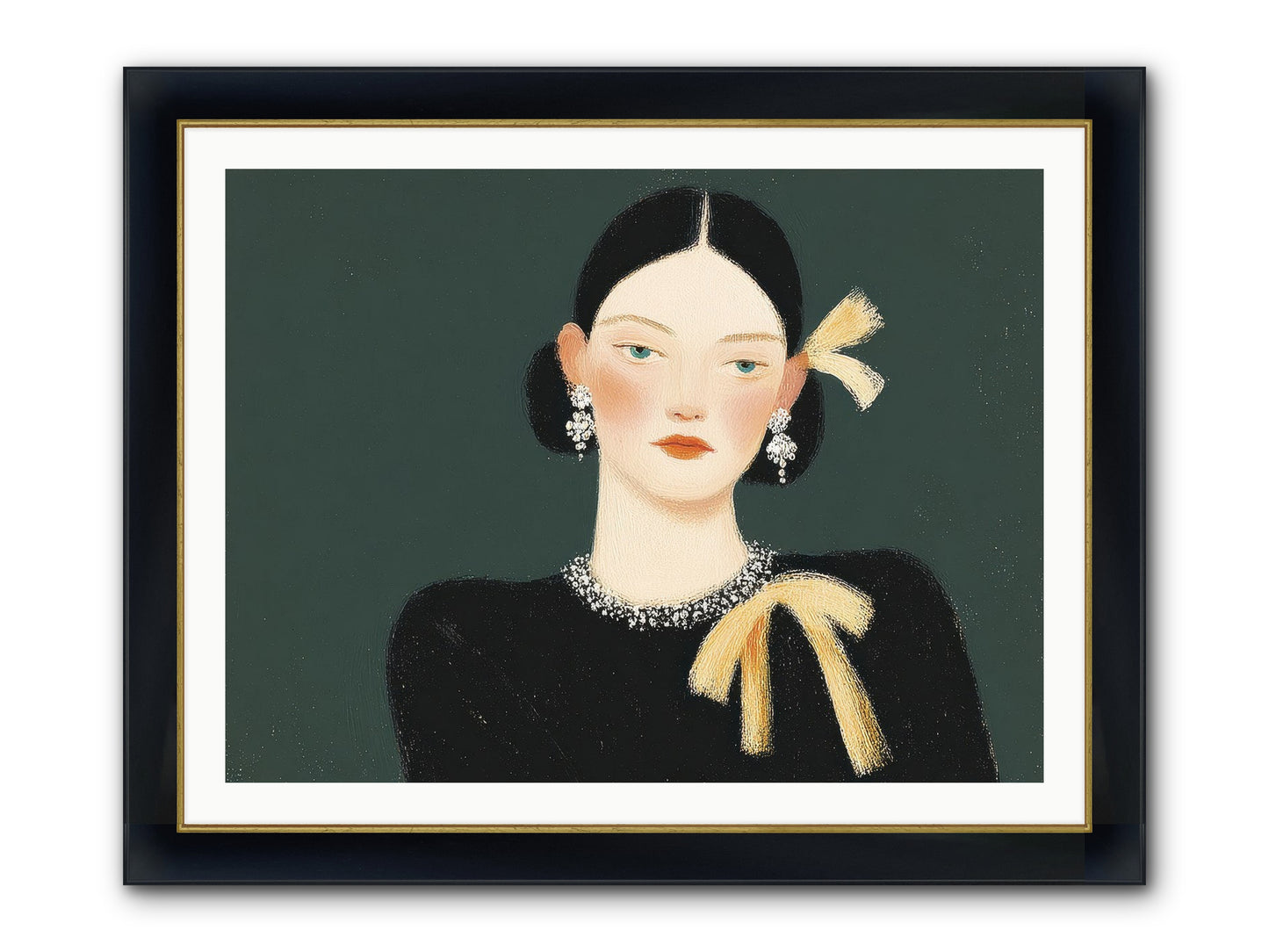 She Tied It Twice Framed Print - Wide Black w/Gold 40x30