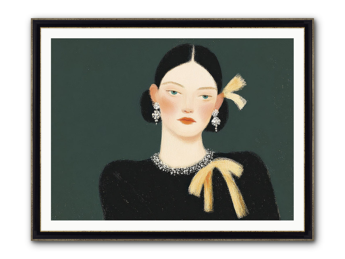 She Tied It Twice Framed Print - Black & Gold 48x36