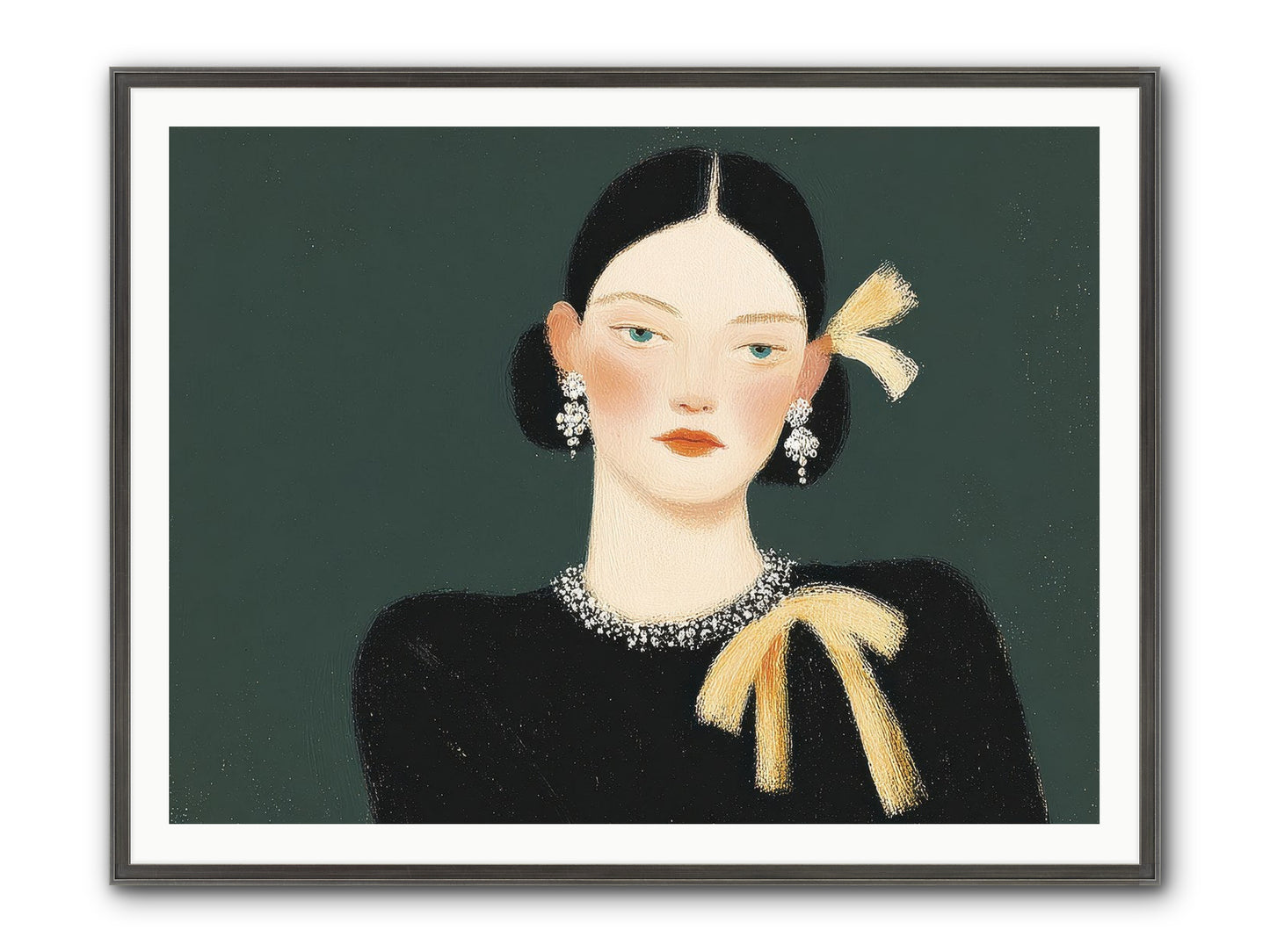 She Tied It Twice Framed Print - Slimwoods Black/Silver 48x36