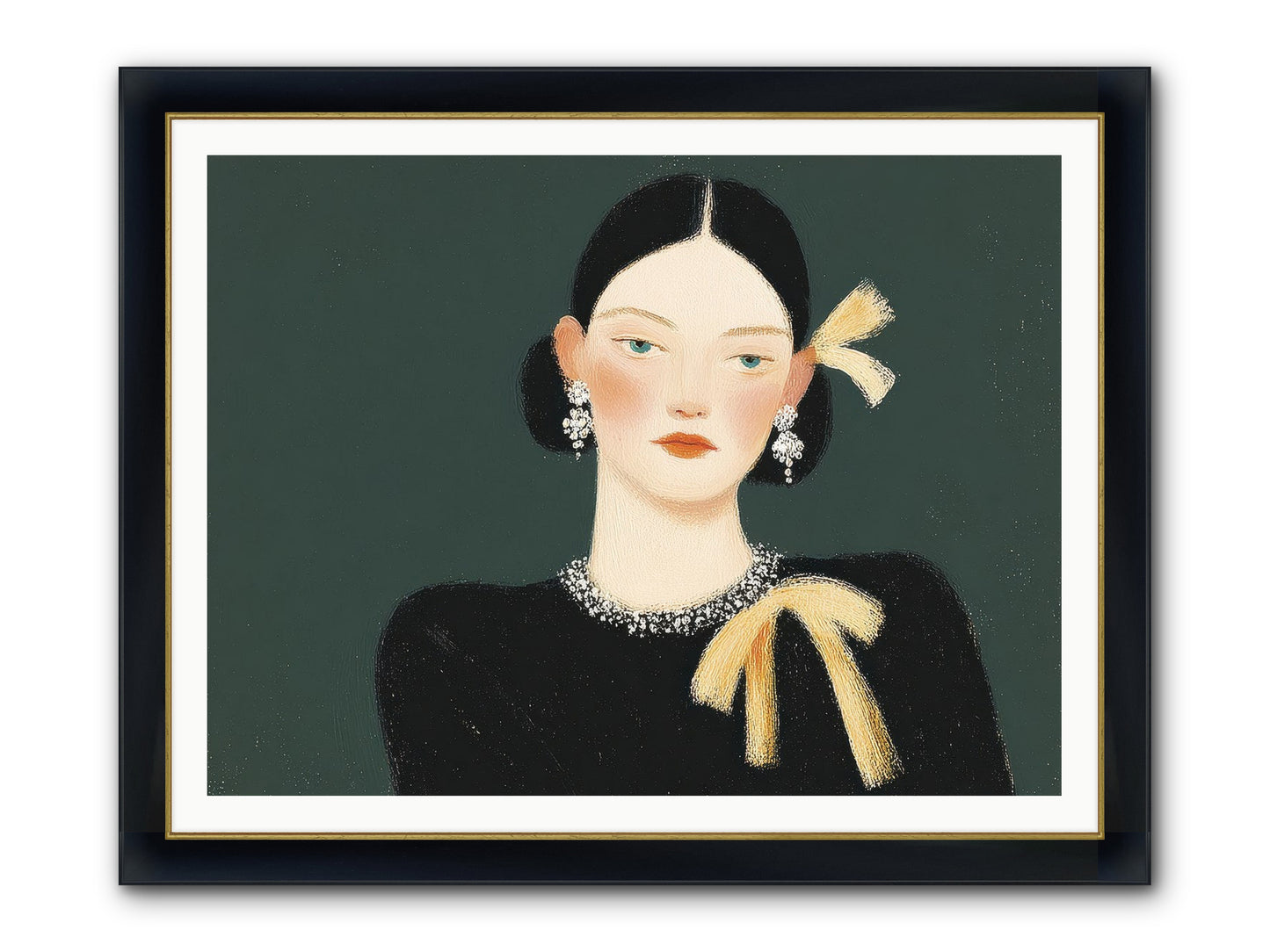 She Tied It Twice Framed Print - Wide Black w/Gold 48x36