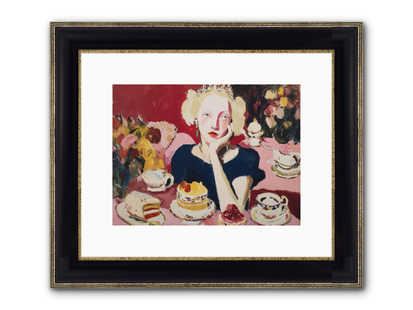 She Waited Framed Print - Black & Gold 12x9