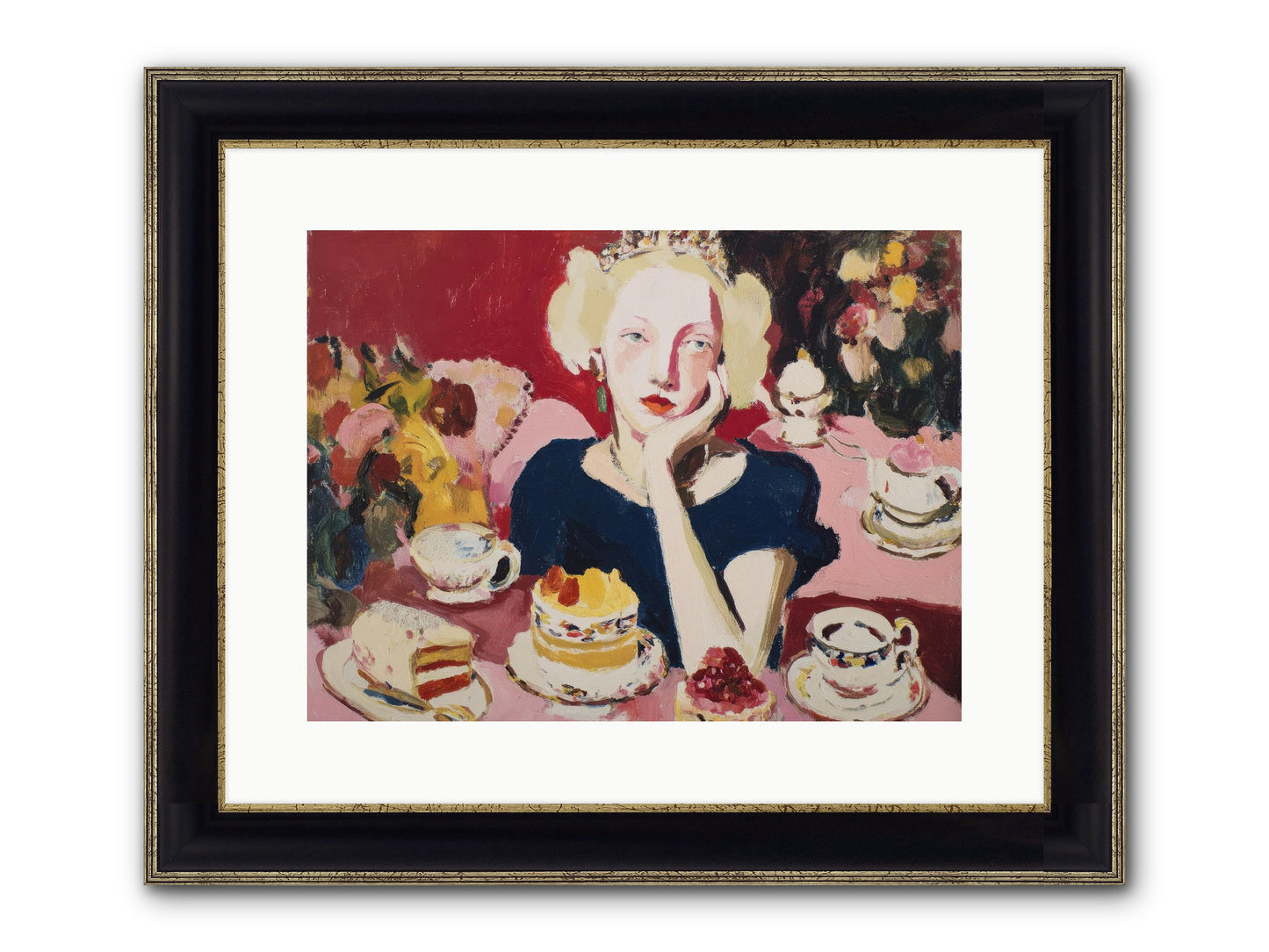She Waited Framed Print - Black & Gold 16x12