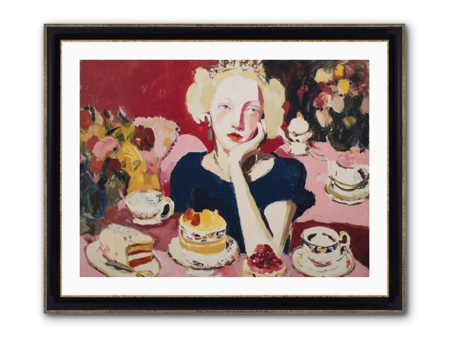 She Waited Framed Print - Black & Gold 32x24