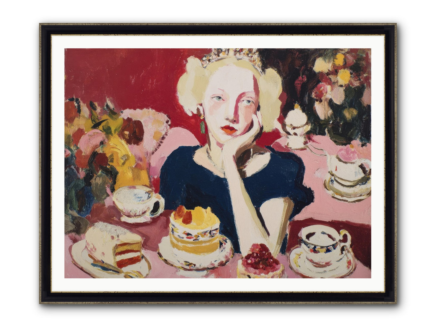 She Waited Framed Print - Black & Gold 48x36