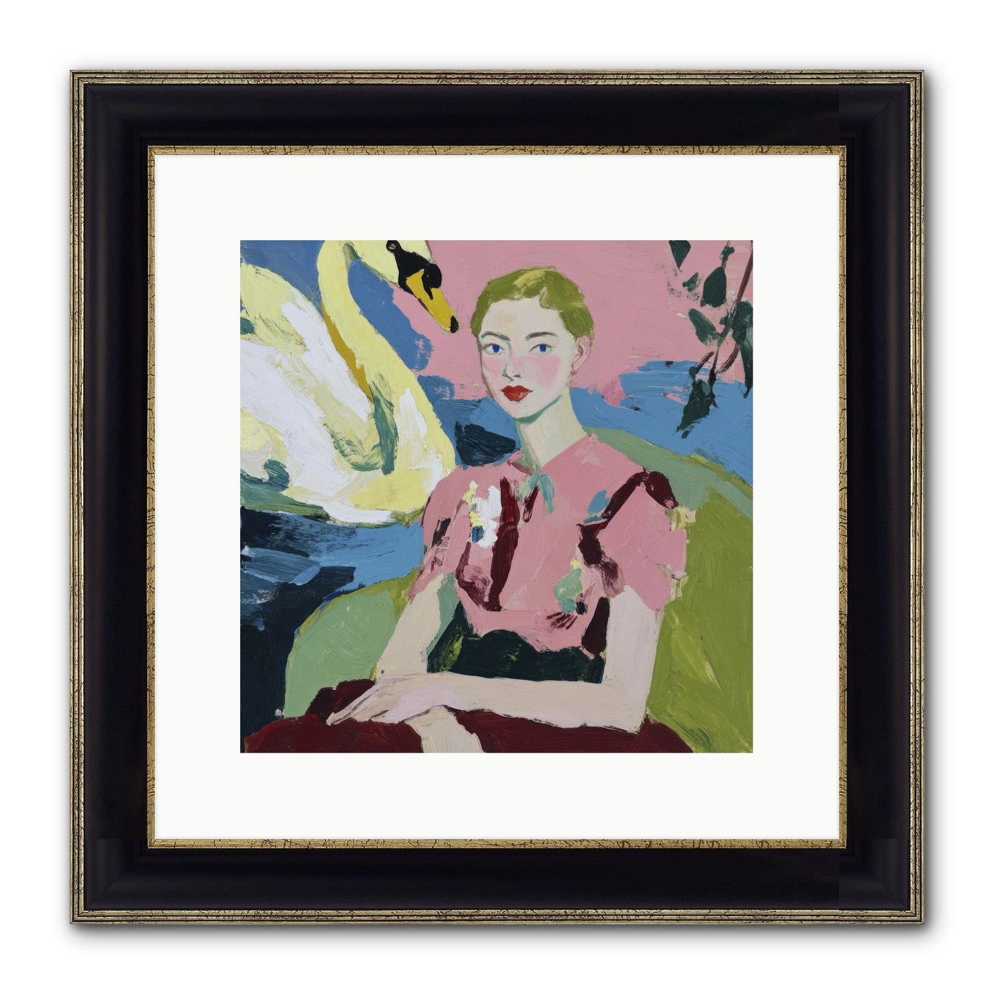 She Waited There Framed Print - Black & Gold 12x12