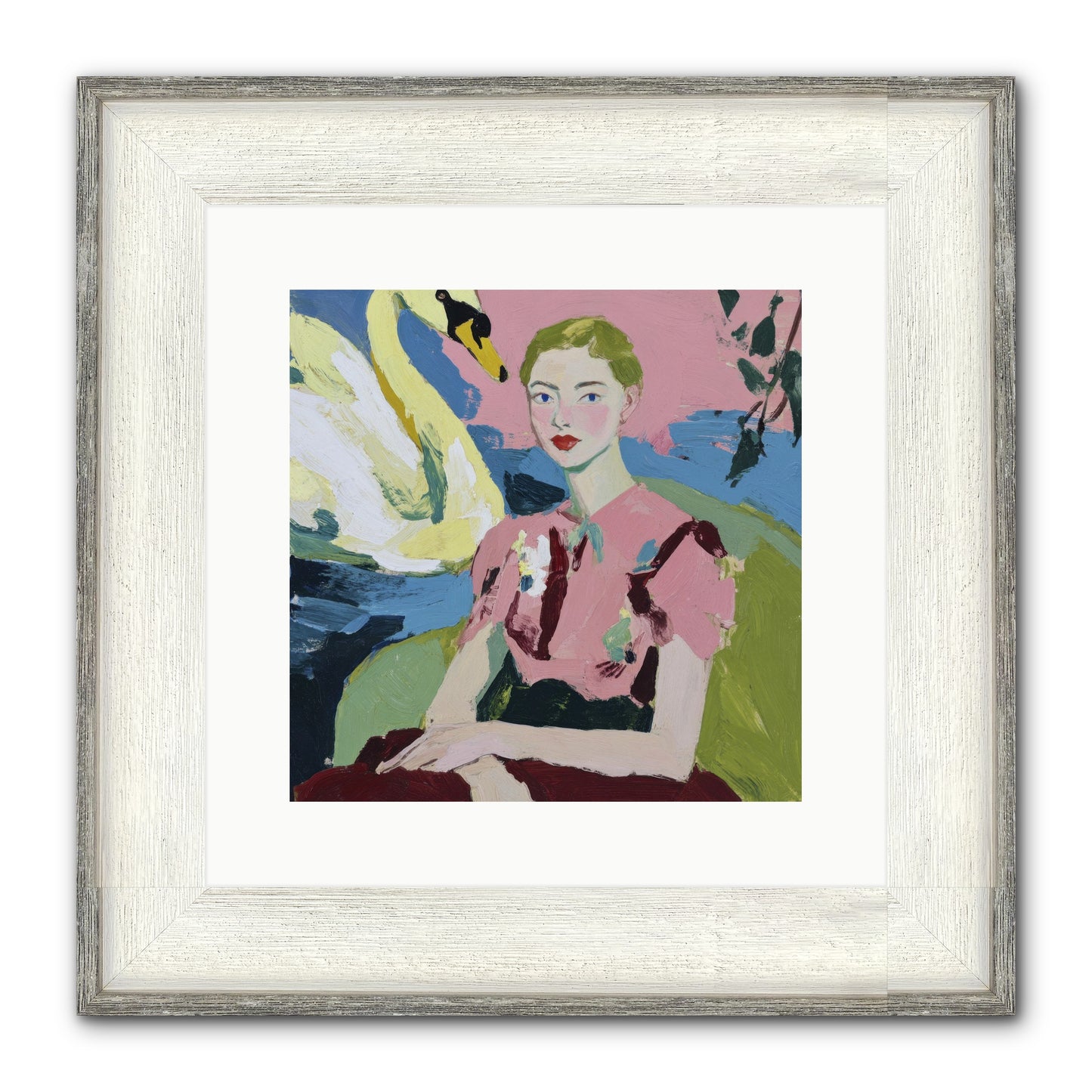 She Waited There Framed Print - Driftwood White 12x12