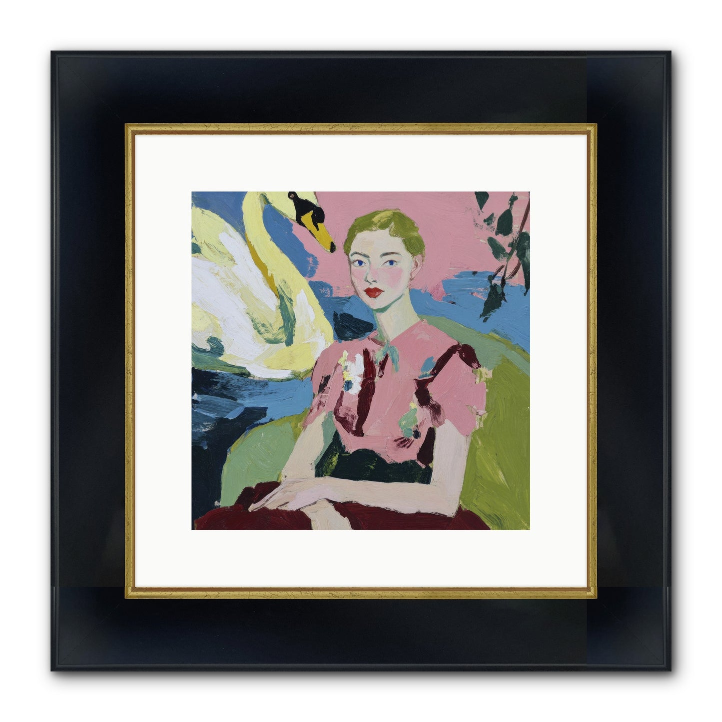 She Waited There Framed Print - Wide Black w/Gold 12x12