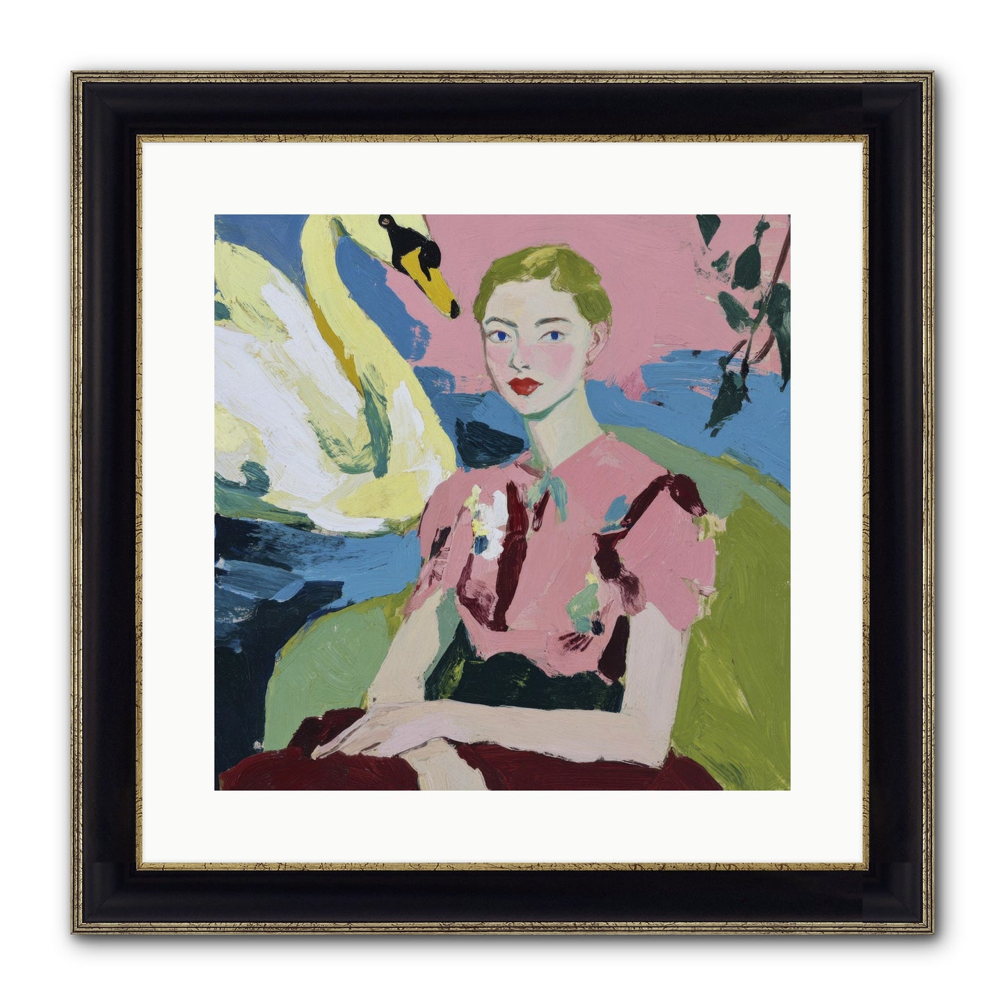 She Waited There Framed Print - Black & Gold 16x16