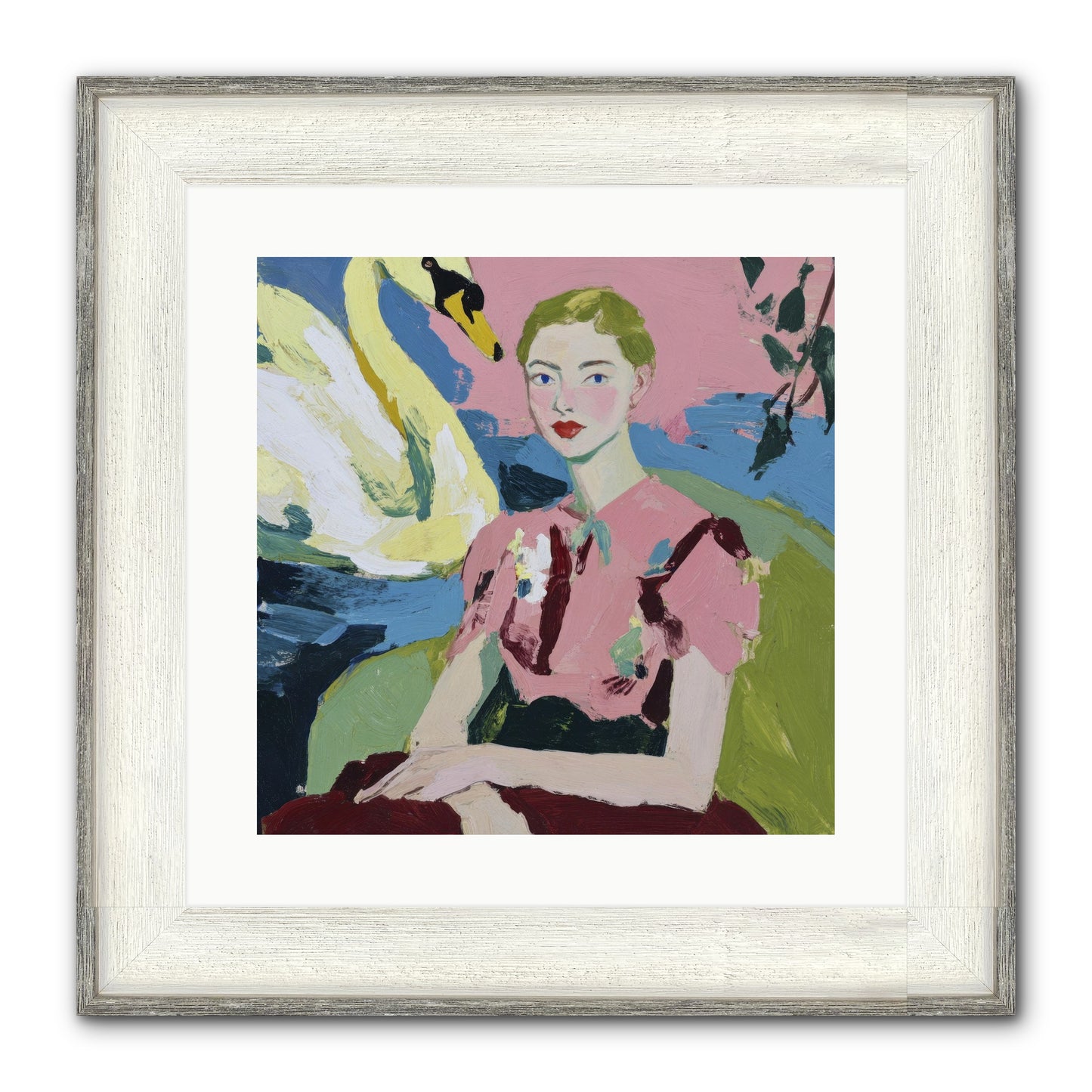 She Waited There Framed Print - Driftwood White 16x16