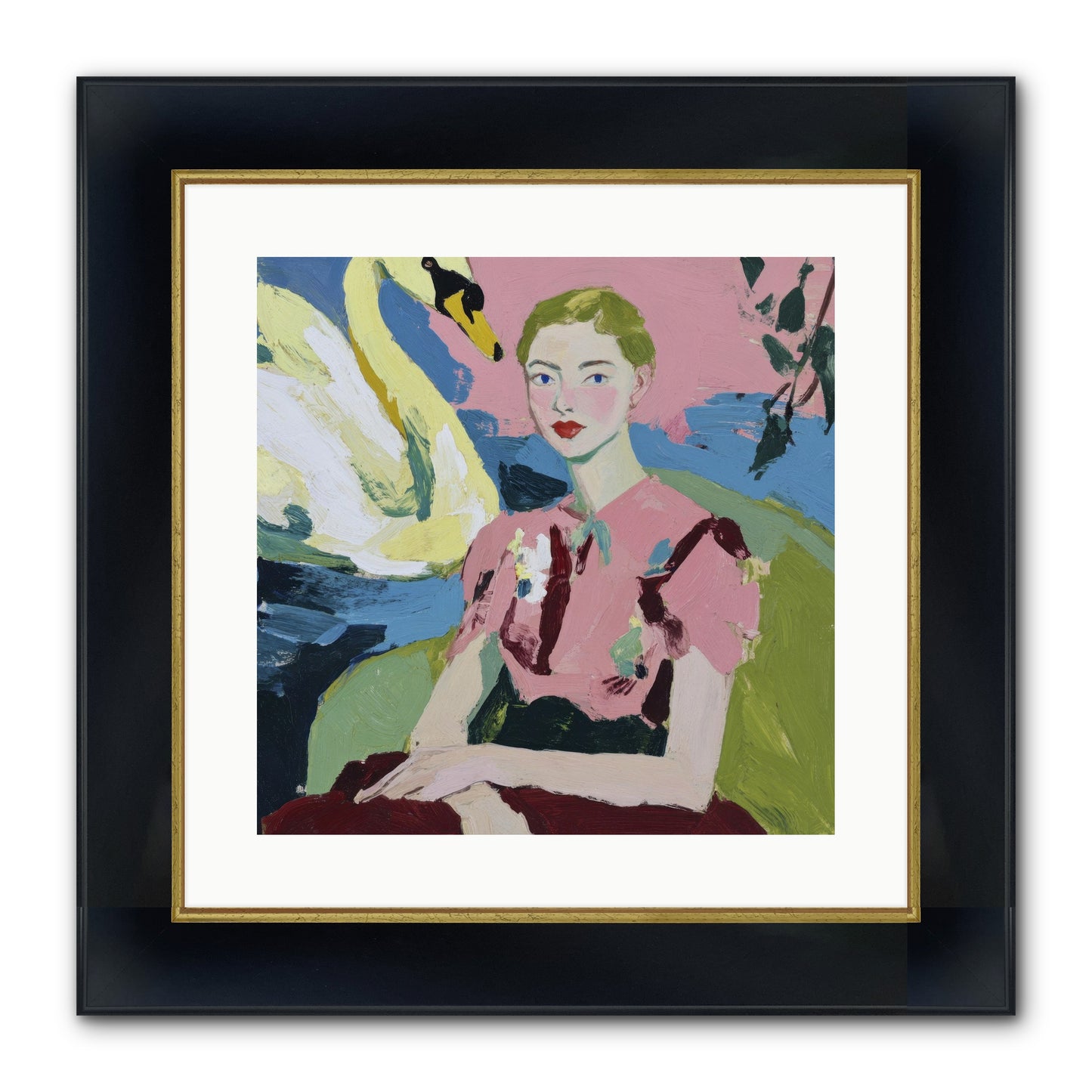 She Waited There Framed Print - Wide Black w/Gold 16x16