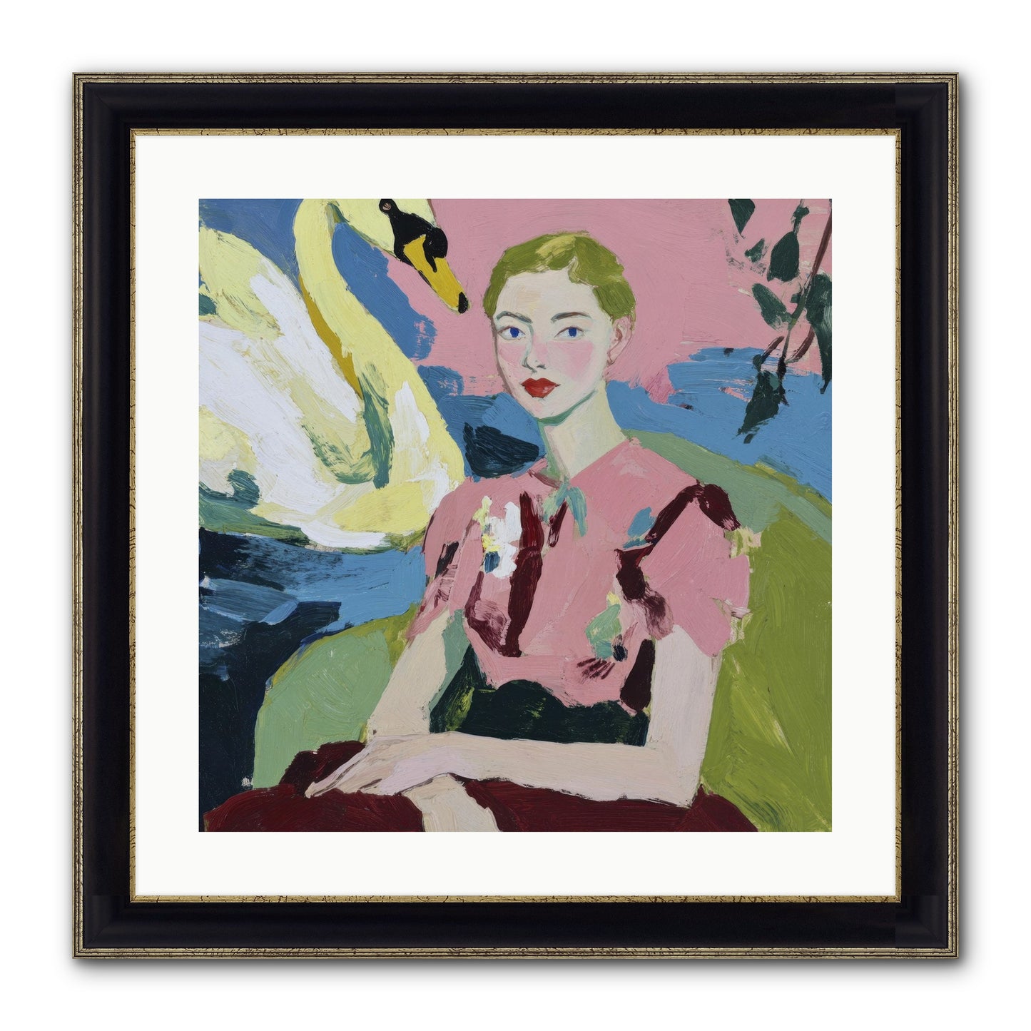 She Waited There Framed Print - Black & Gold 20x20