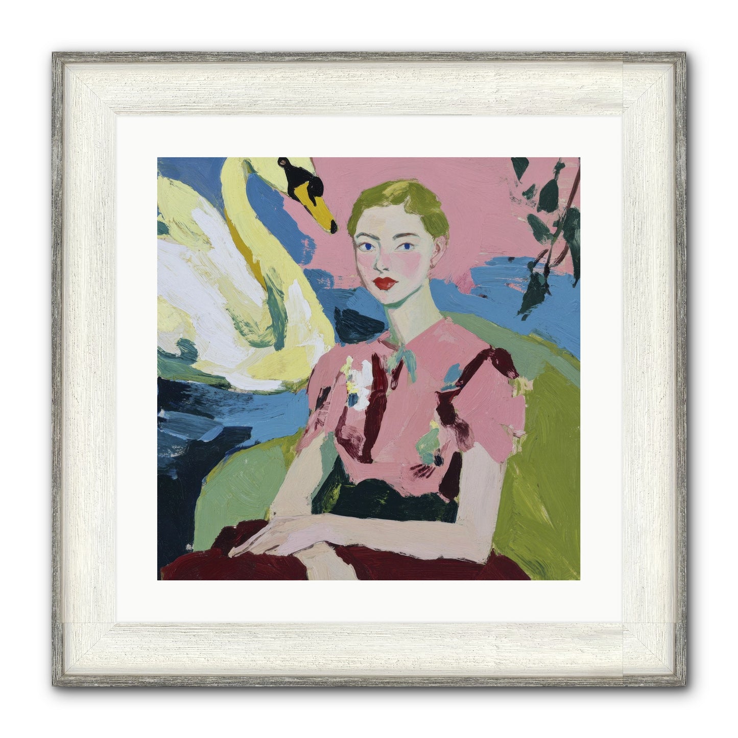 She Waited There Framed Print - Driftwood White 20x20