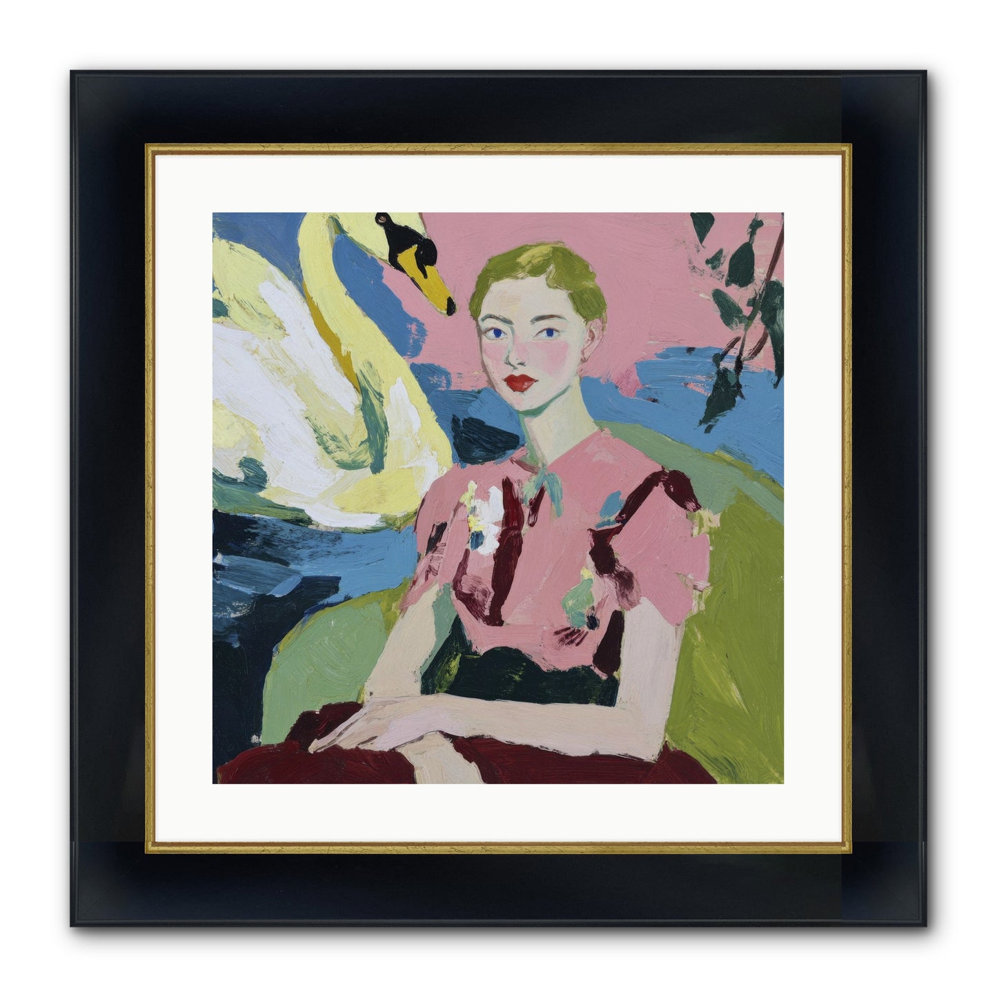She Waited There Framed Print - Wide Black w/Gold 20x20