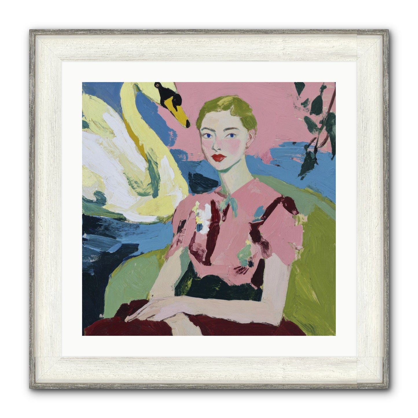 She Waited There Framed Print - Driftwood White 24x24