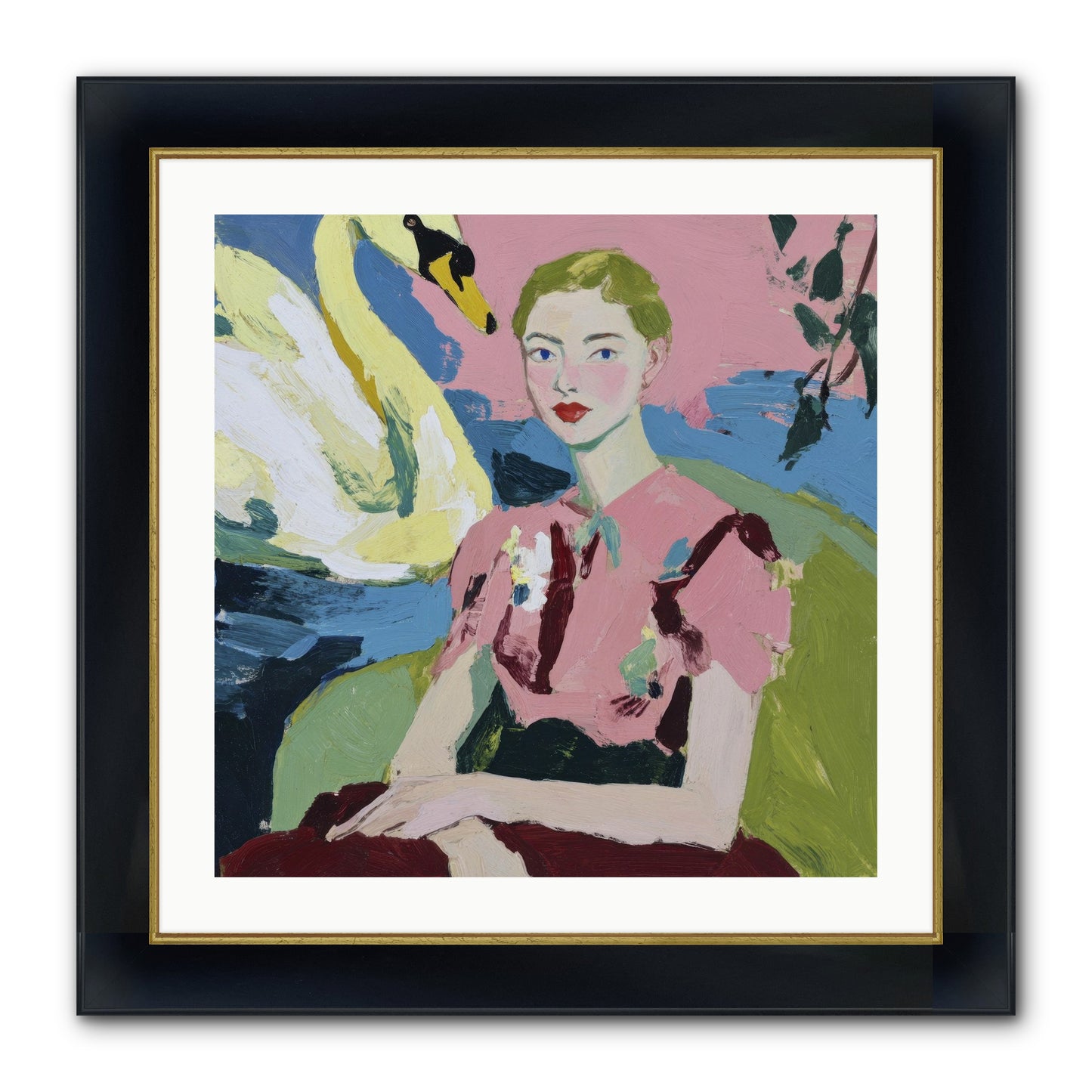 She Waited There Framed Print - Wide Black w/Gold 24x24