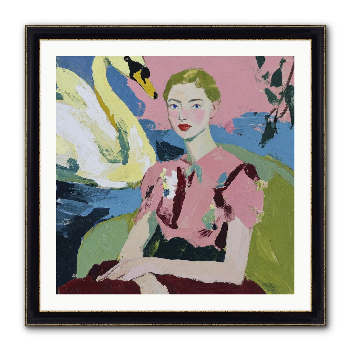 She Waited There Framed Print - Black & Gold 30x30