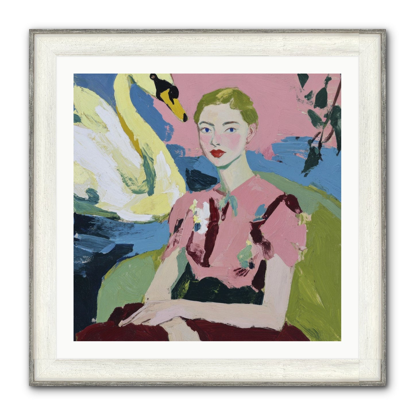 She Waited There Framed Print - Driftwood White 30x30