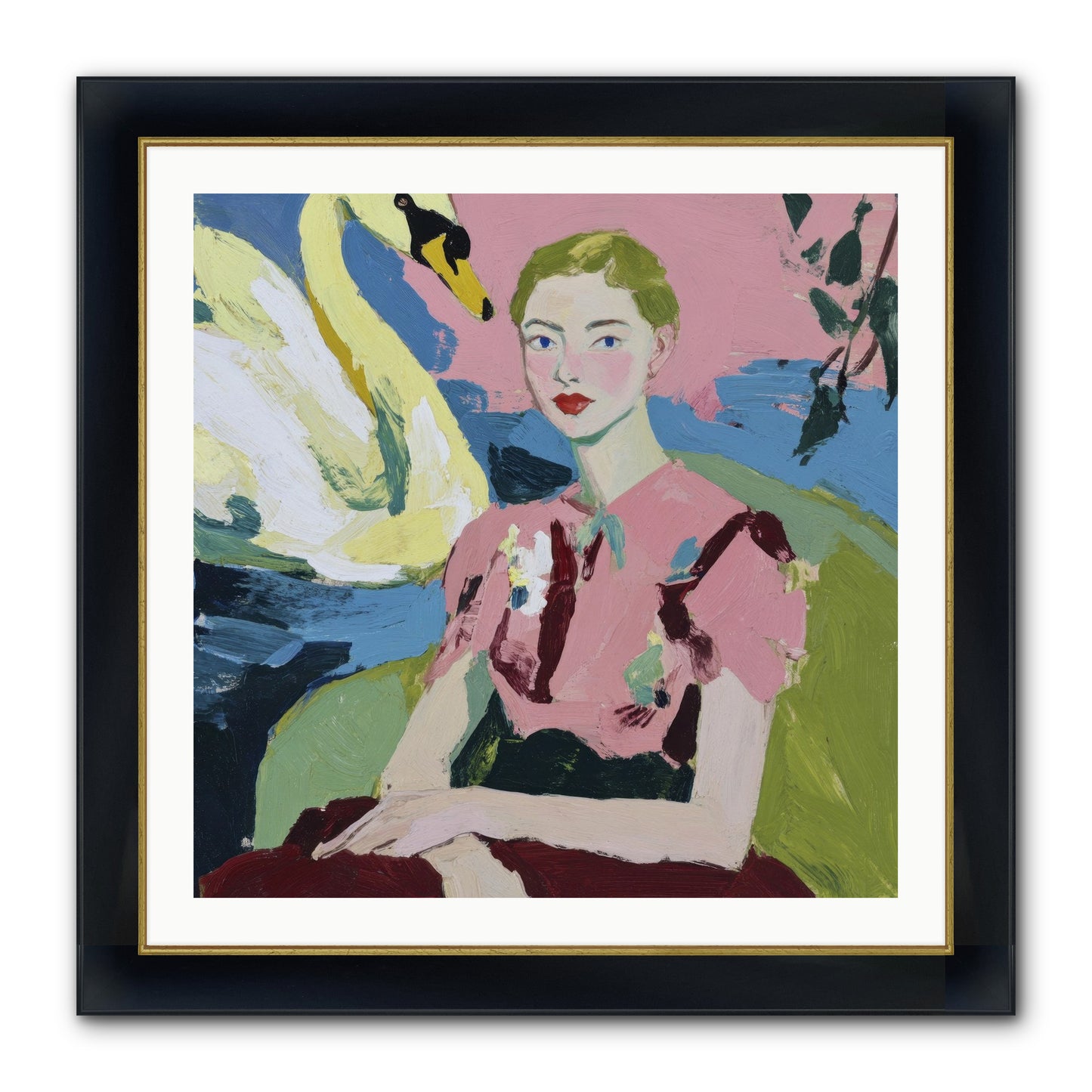 She Waited There Framed Print - Wide Black w/Gold 30x30