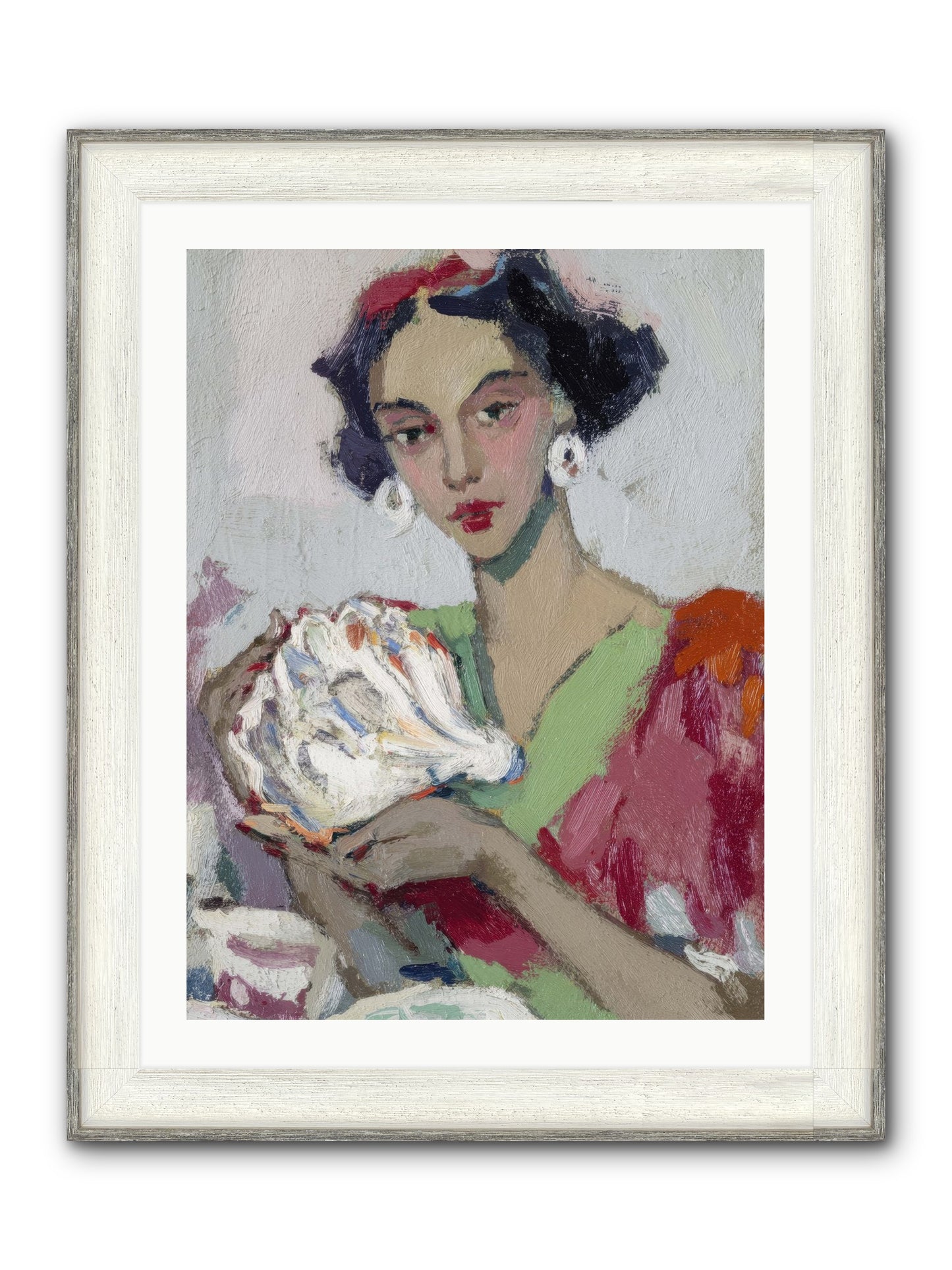 She Who Gathers With Grace Framed Print - Driftwood White 24x32