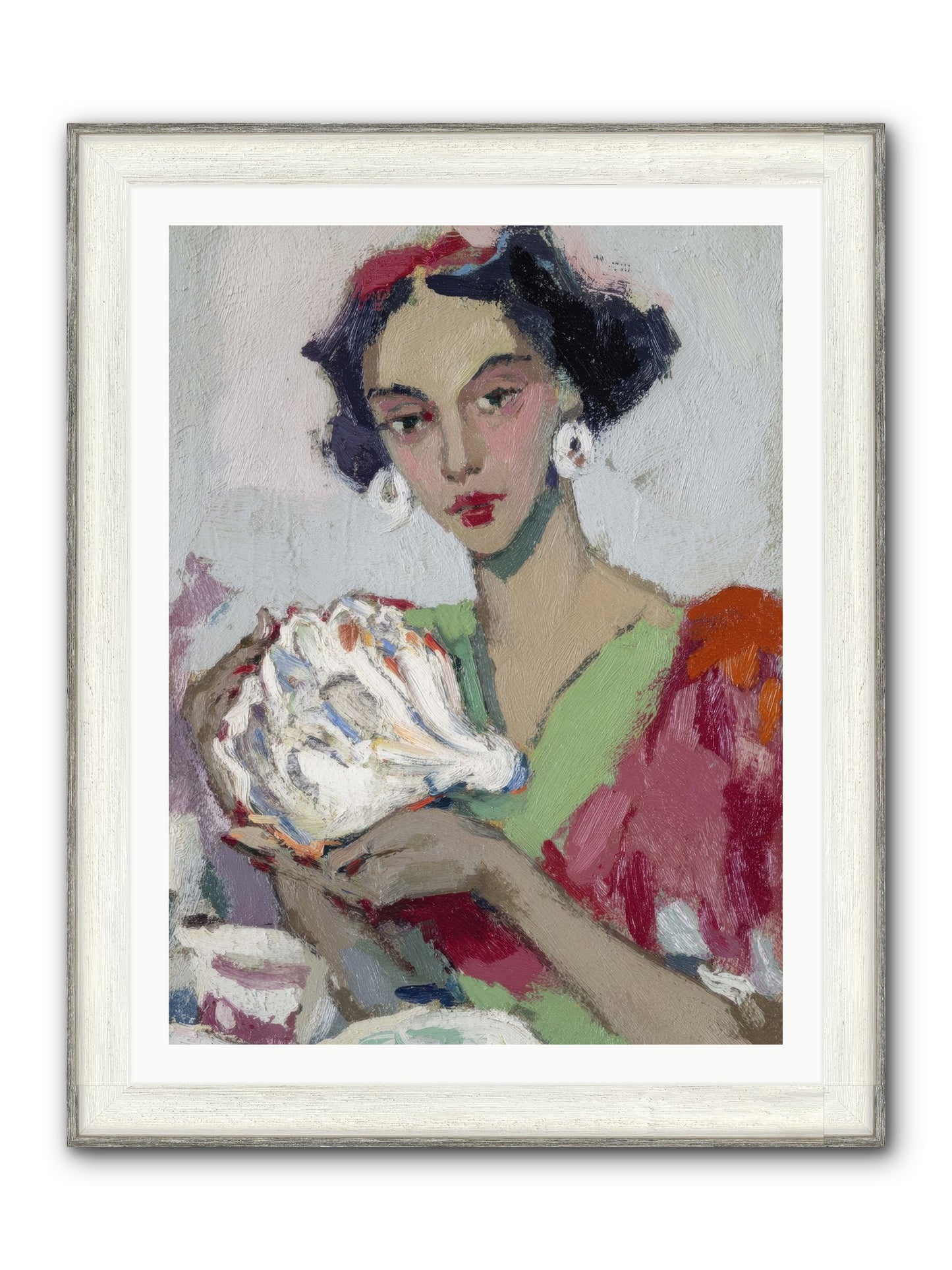 She Who Gathers With Grace Framed Print - Driftwood White 30x40