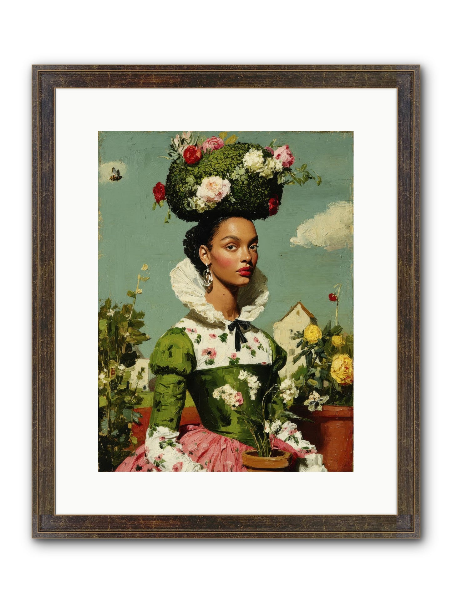 She Wore Her Garden Framed Print - Slimwoods Black/Gold 12x16