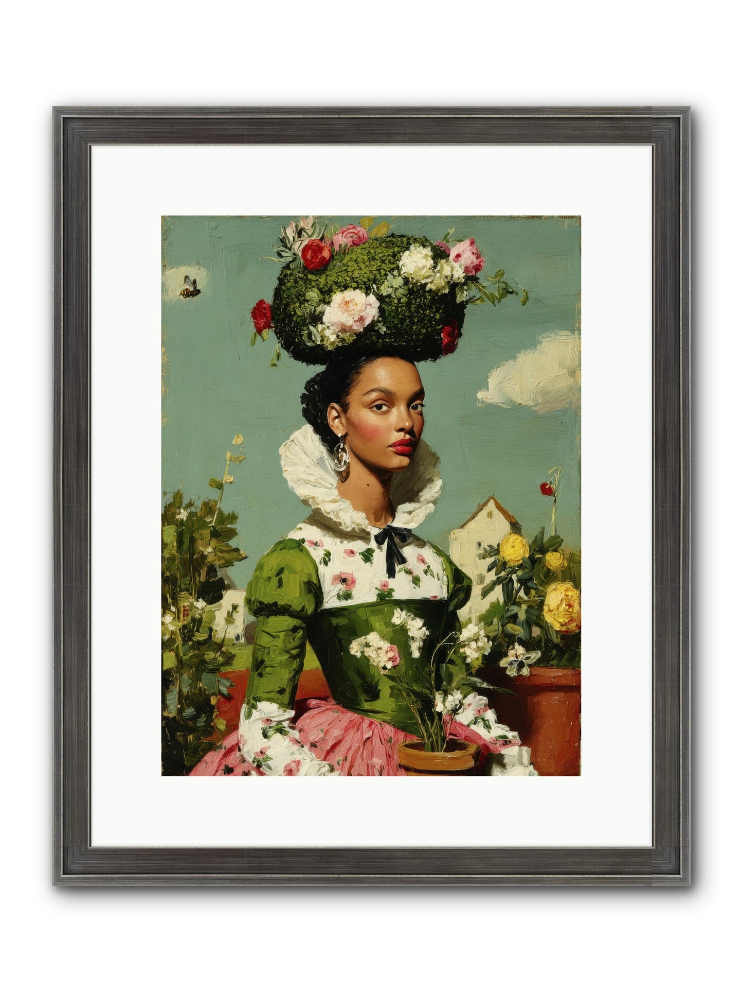 She Wore Her Garden Framed Print - Slimwoods Black/Silver 12x16