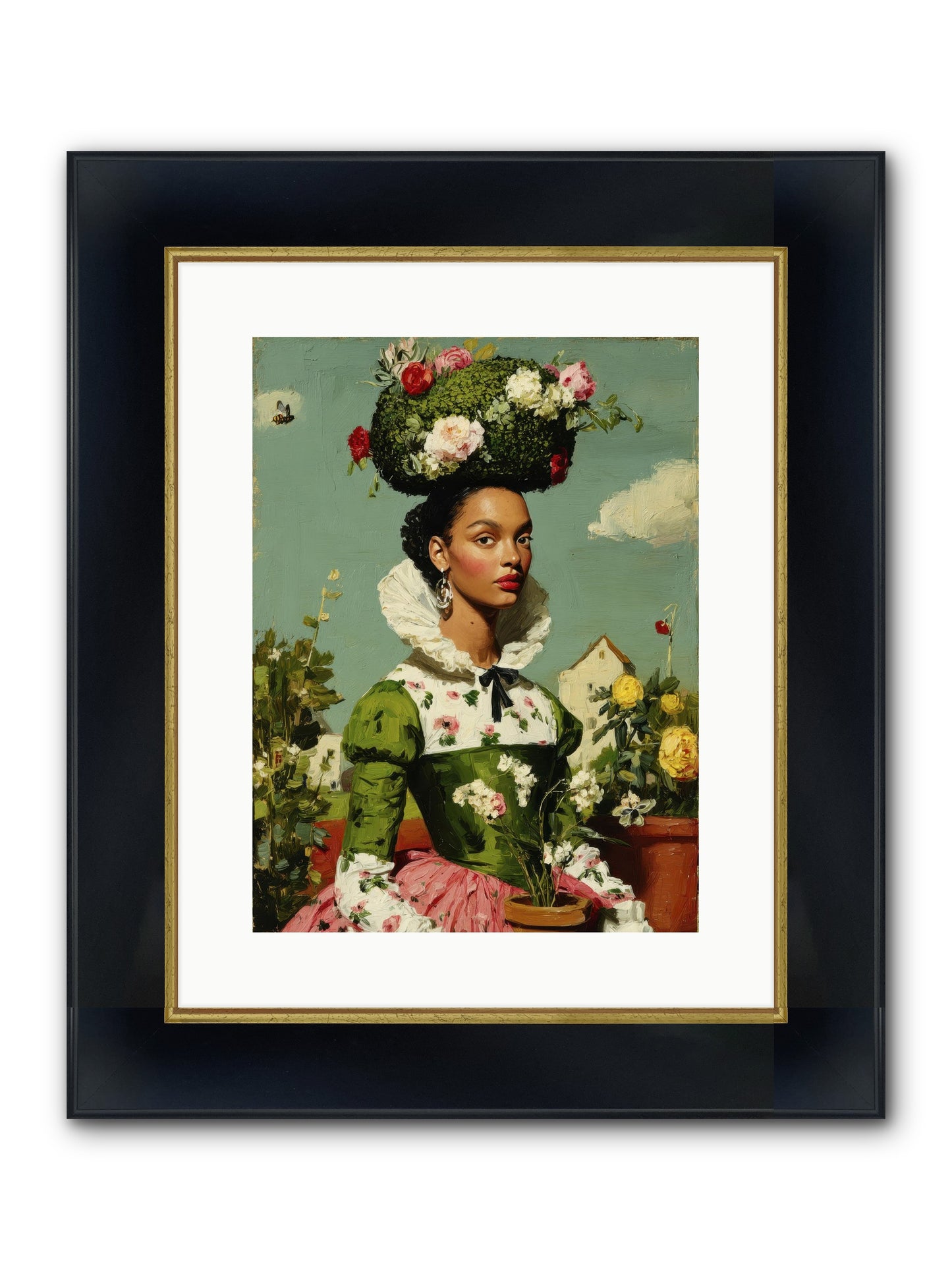She Wore Her Garden Framed Print - Wide Black w/Gold 12x16