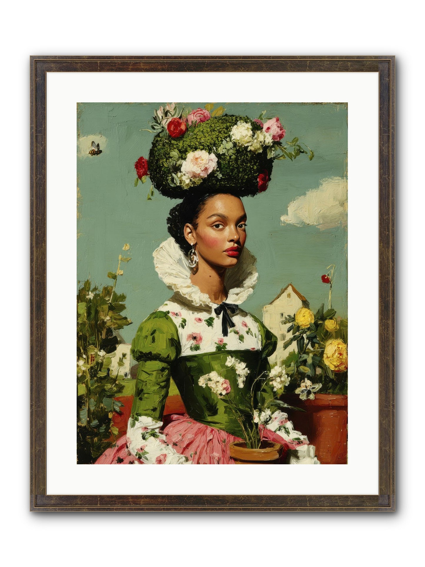 She Wore Her Garden Framed Print - Slimwoods Black/Gold 18x24