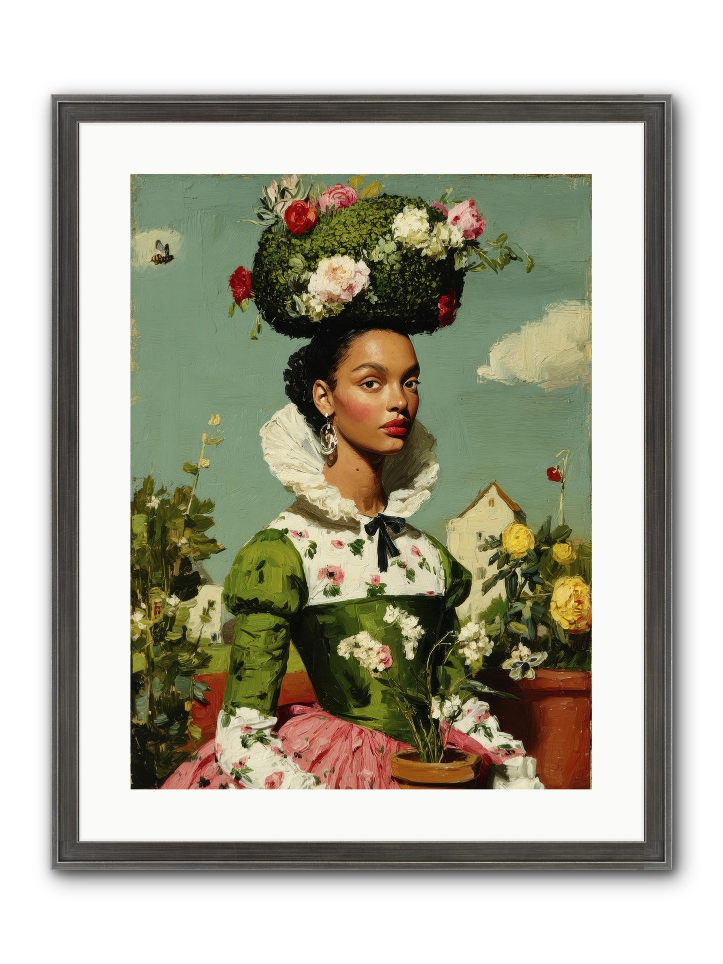 She Wore Her Garden Framed Print - Slimwoods Black/Silver 18x24