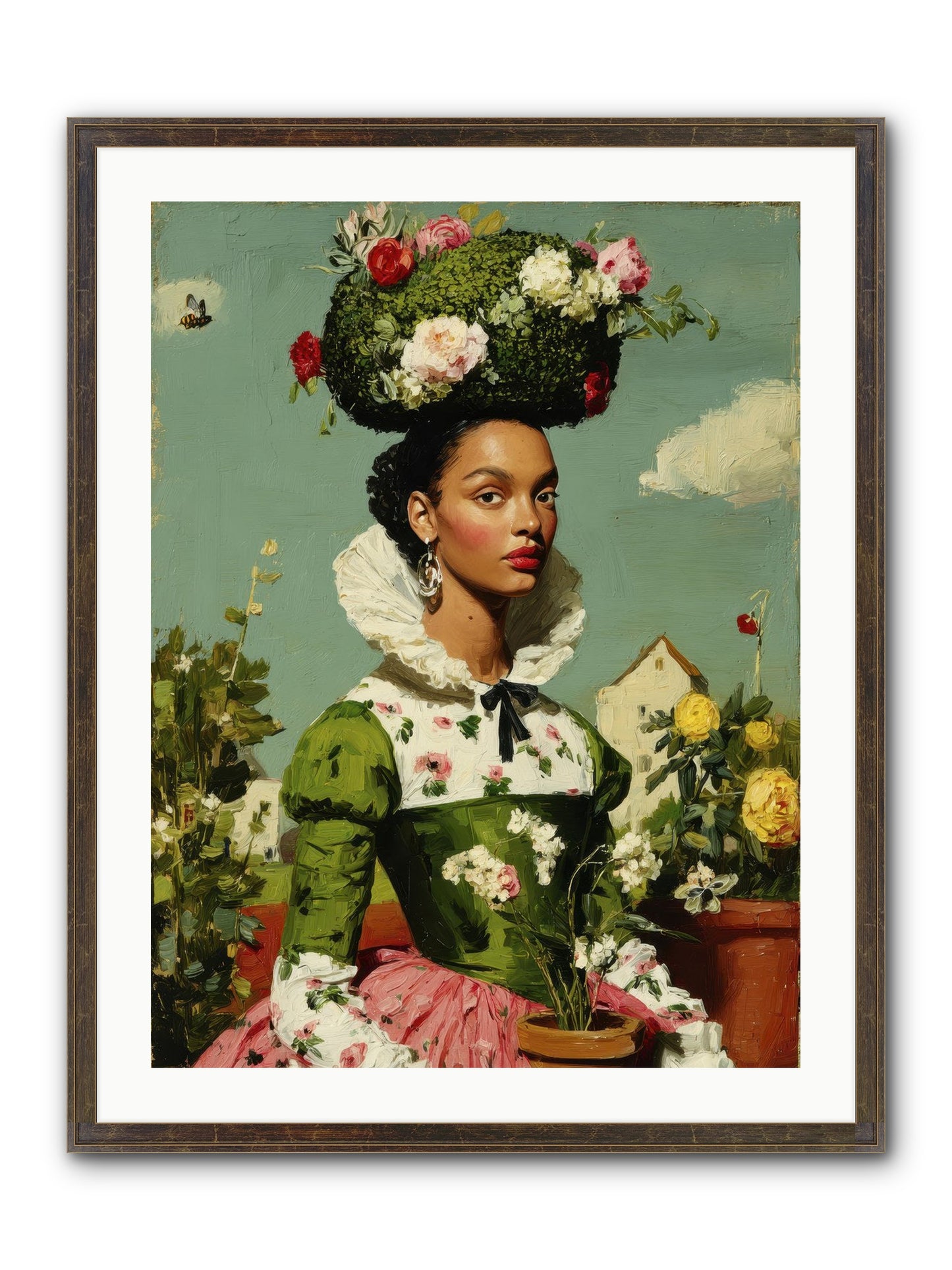 She Wore Her Garden Framed Print - Slimwoods Black/Gold 24x32