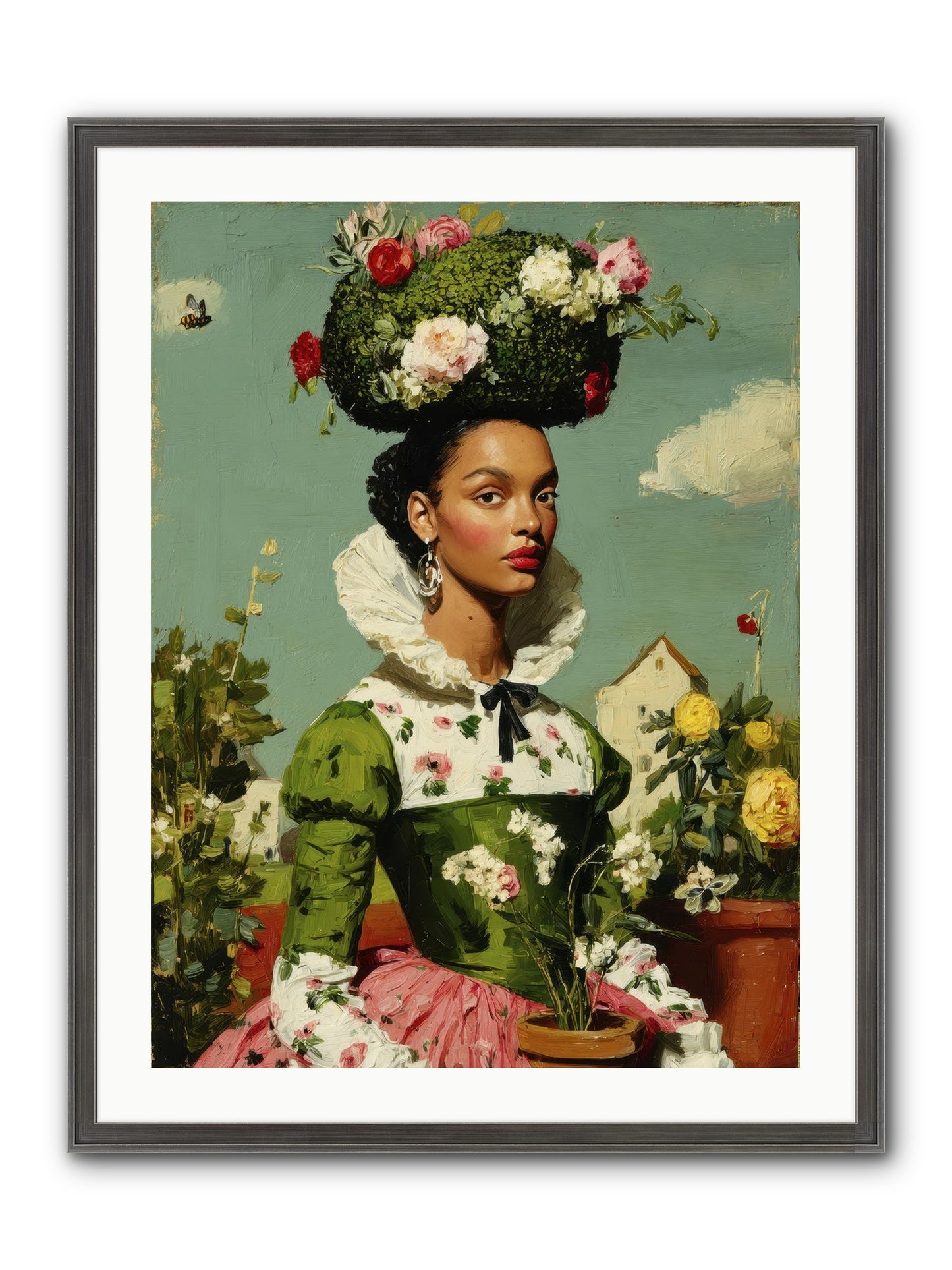 She Wore Her Garden Framed Print - Slimwoods Black/Silver 24x32