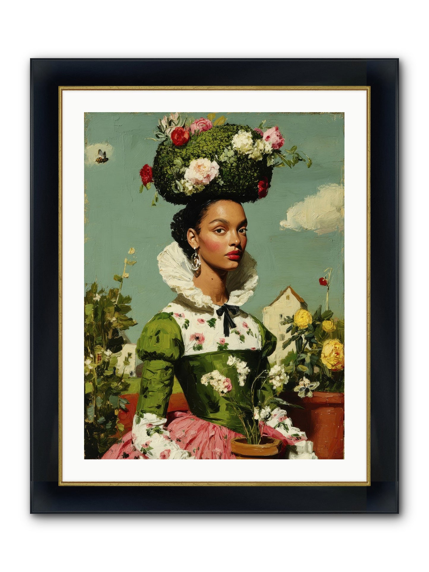 She Wore Her Garden Framed Print - Wide Black w/Gold 24x32