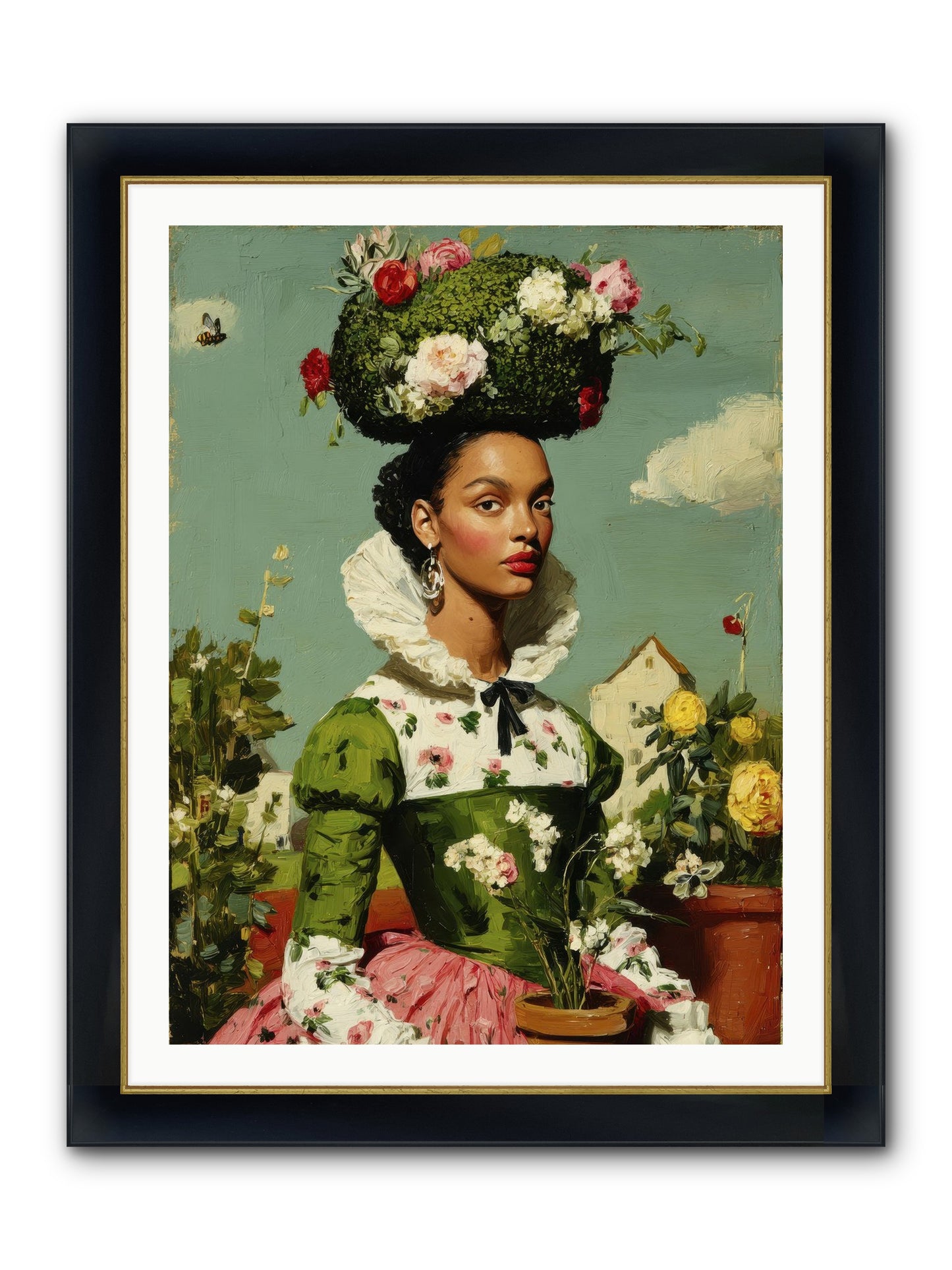 She Wore Her Garden Framed Print - Wide Black w/Gold 30x40
