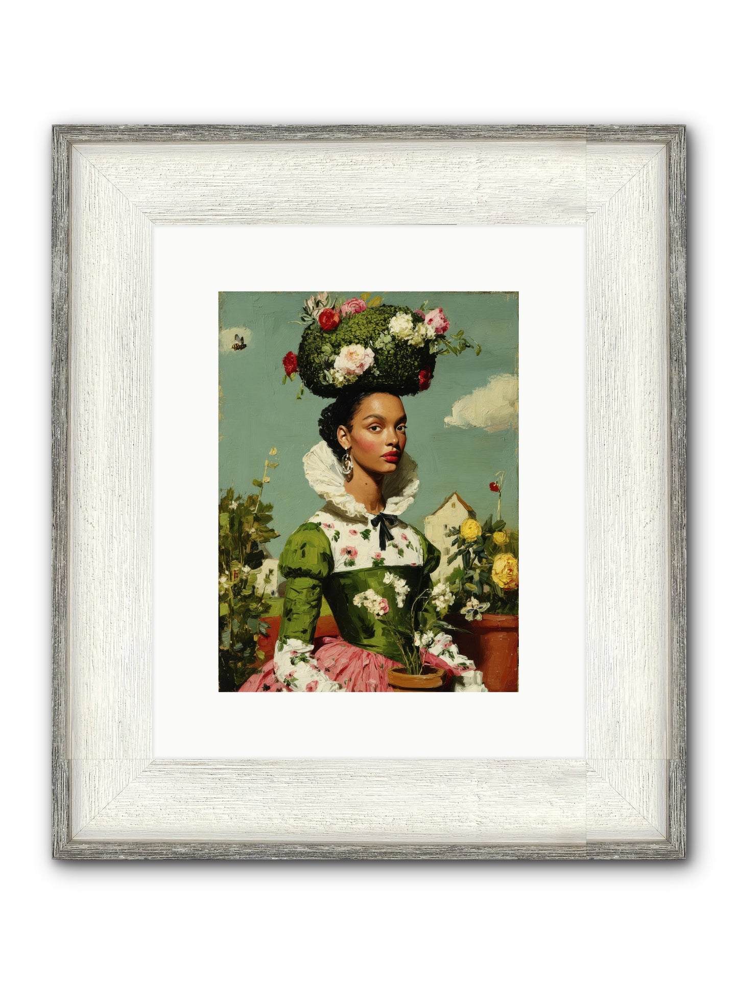 She Wore Her Garden Framed Print - Driftwood White 9x12