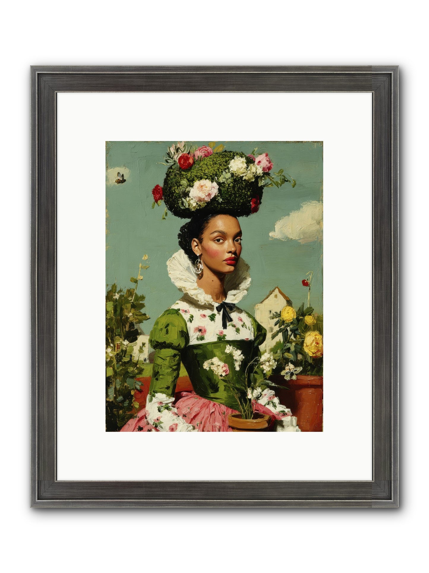 She Wore Her Garden Framed Print - Slimwoods Black/Silver 9x12