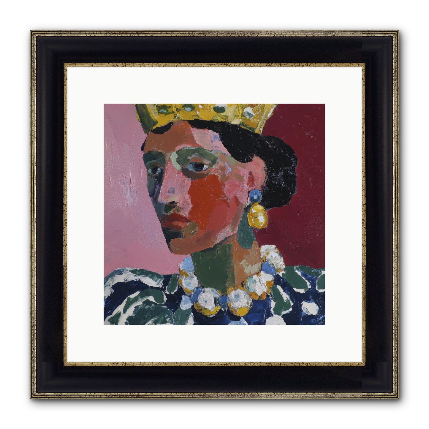 She Wore It All Framed Print - Black & Gold 12x12