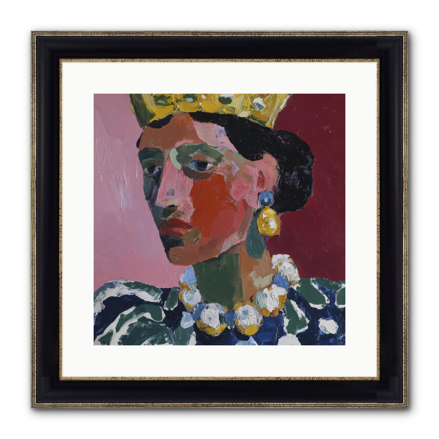 She Wore It All Framed Print - Black & Gold 16x16