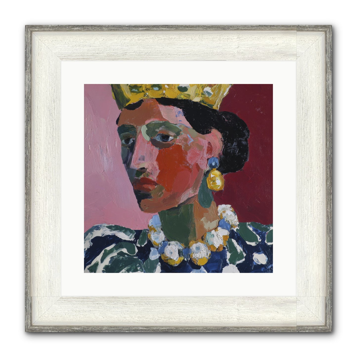 She Wore It All Framed Print - Driftwood White 16x16