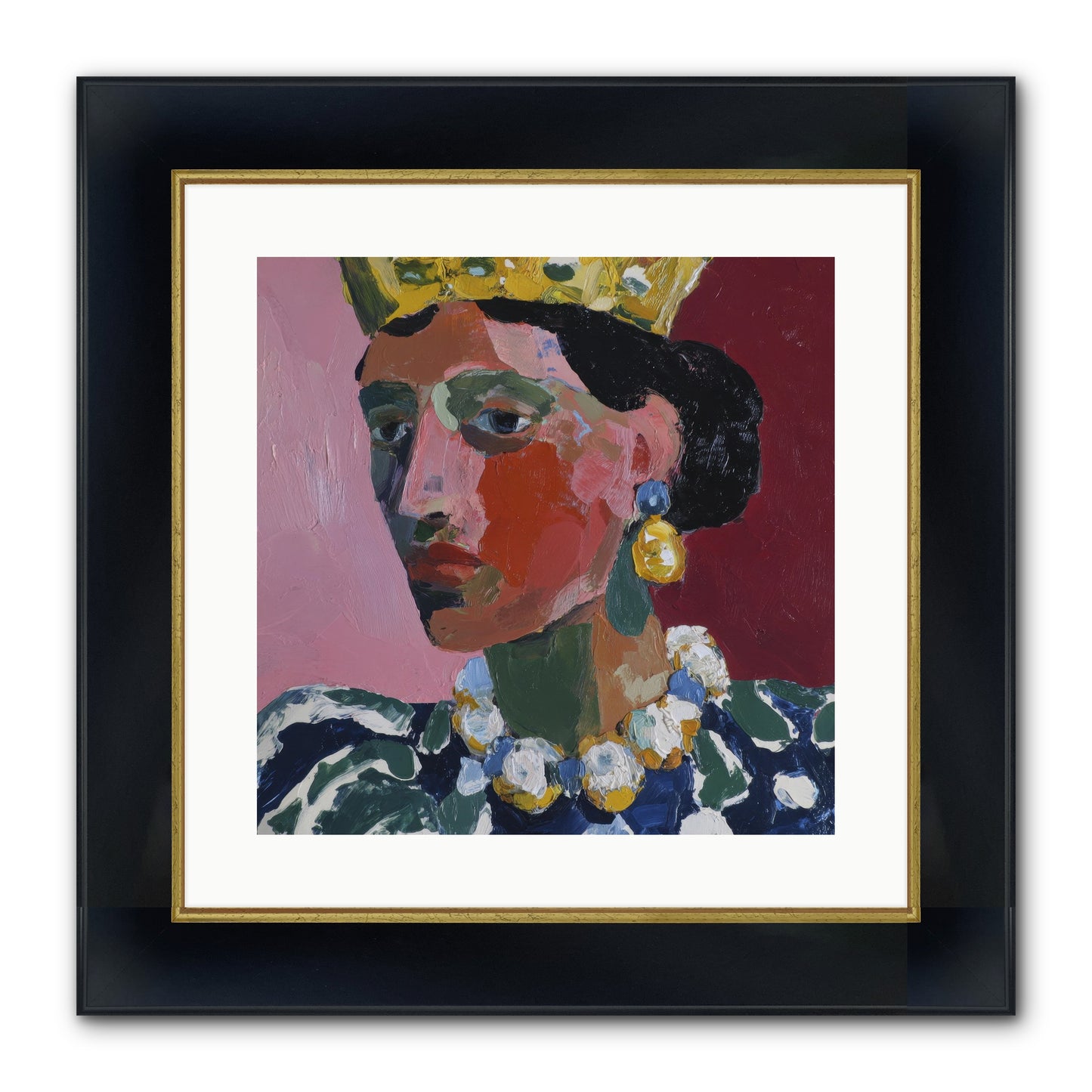She Wore It All Framed Print - Wide Black w/Gold 16x16