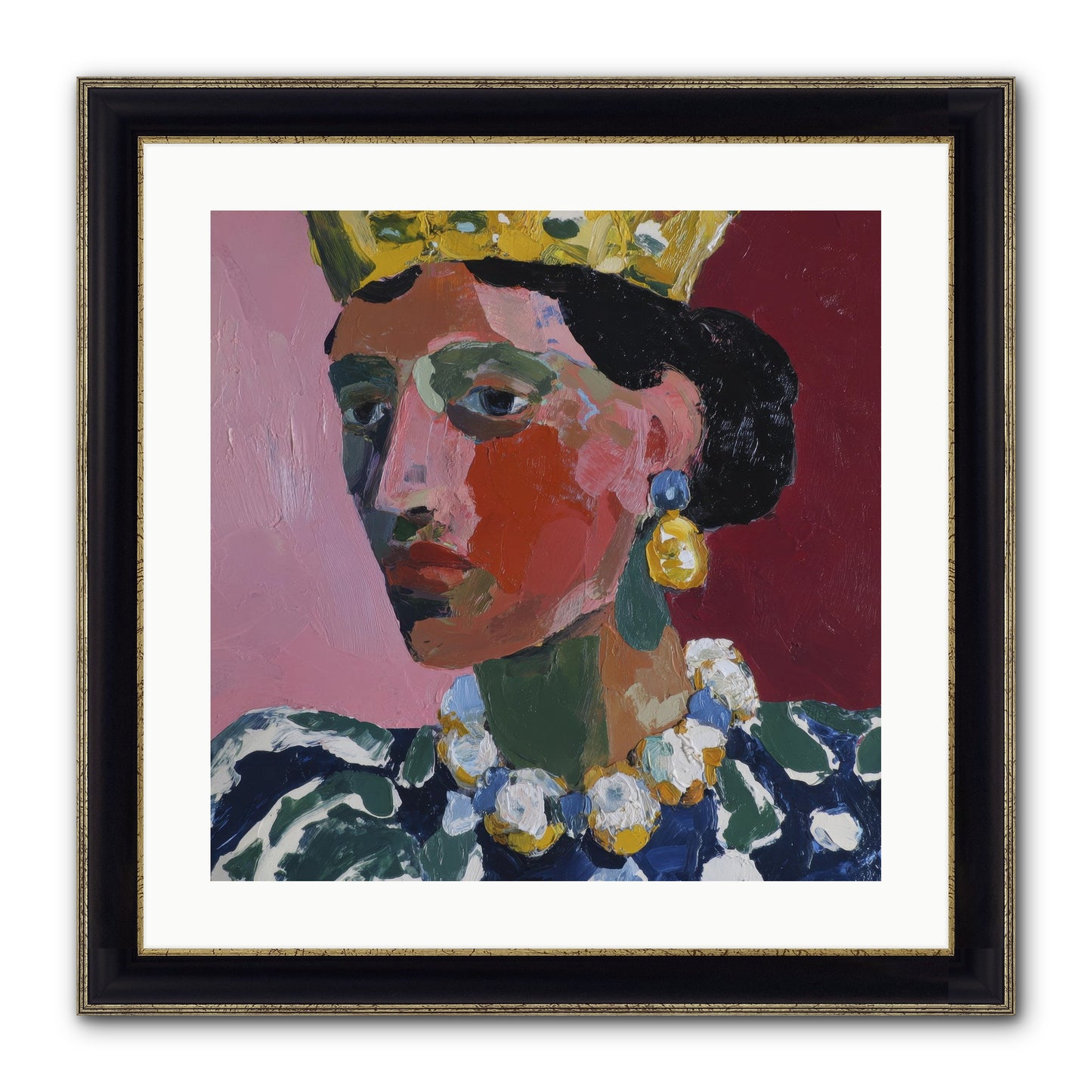 She Wore It All Framed Print - Black & Gold 20x20